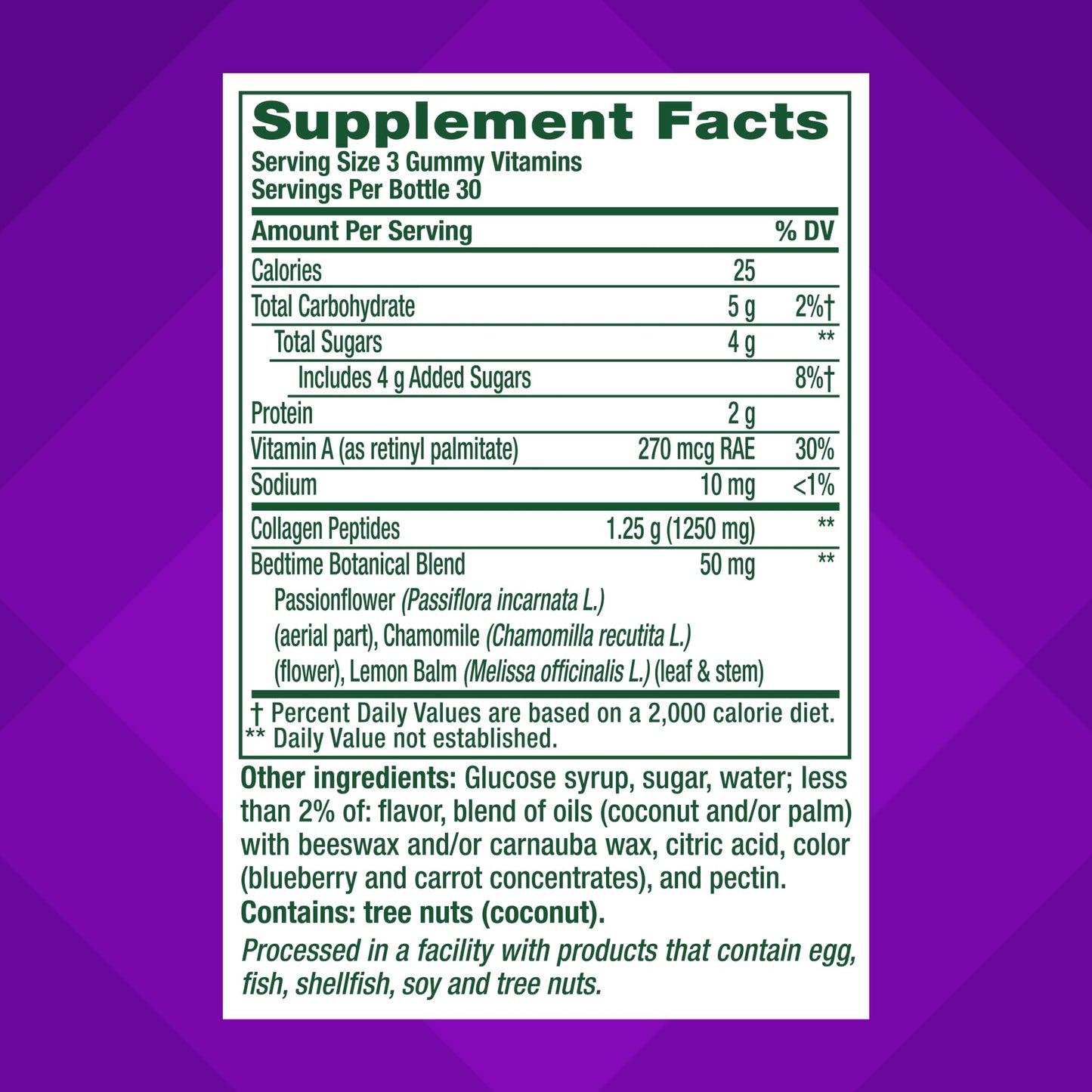 Vitafusion Nighttime Skin Support Gummy with Retinol (Vitamin A RAE), Collagen & Bedtime Botanicals, 1 Count
