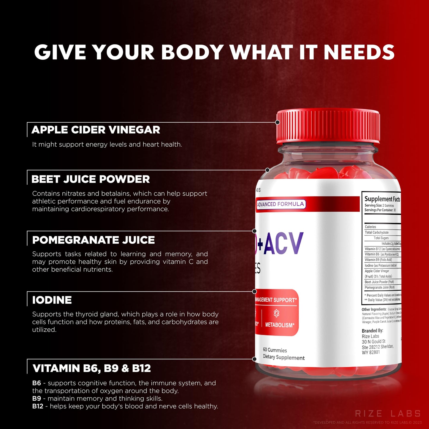 Rize Labs Ace Keto ACV Gummies Advanced Weight Loss 1000mg Apple Cider Vinegar Supplement 180 Gummies