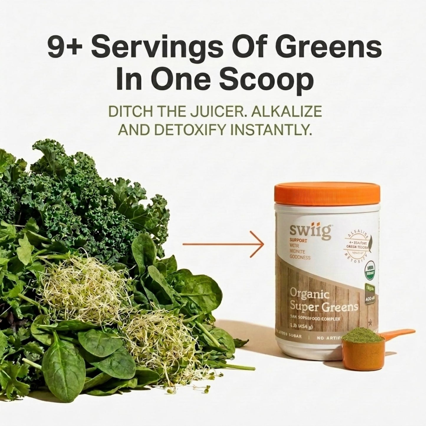 swiig Organic Super Greens Powder, 16 oz