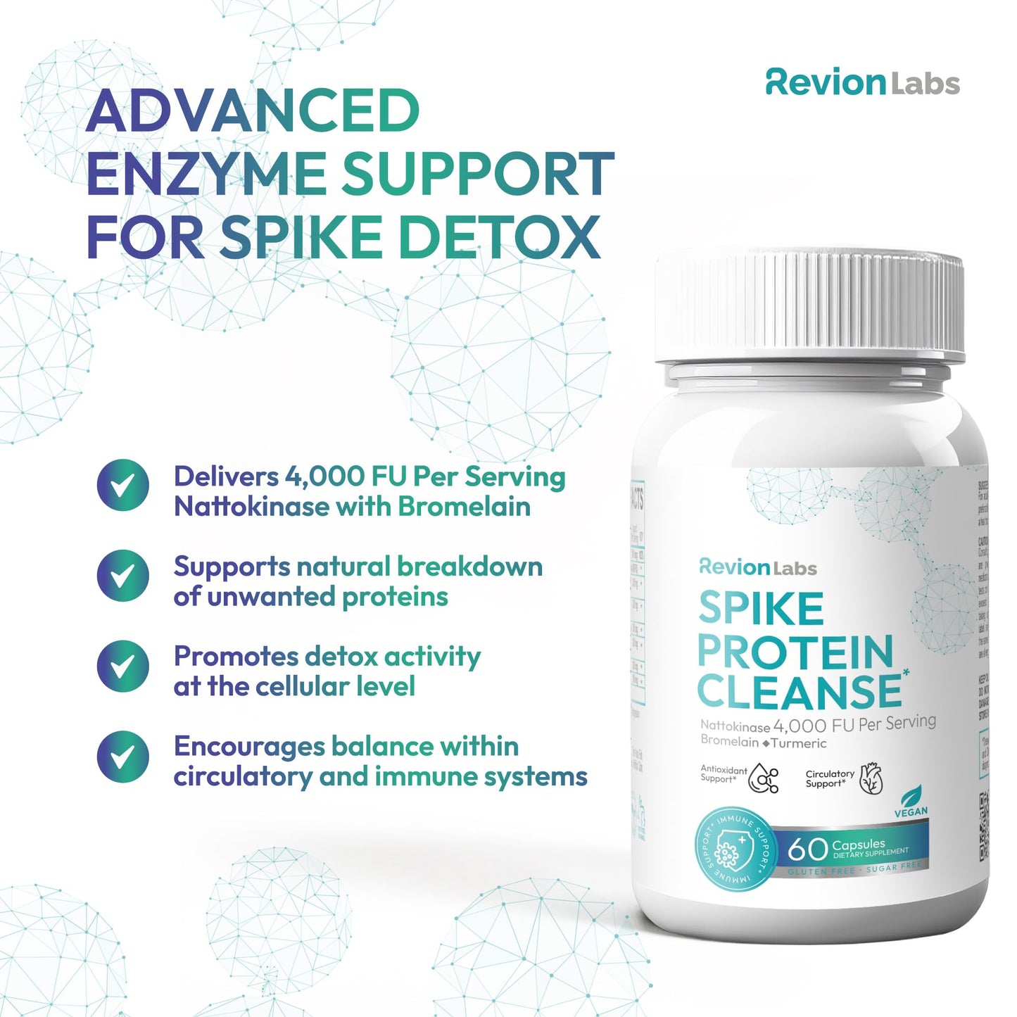Revion LABS Spike Protein Detox Support Supplement Capsules, 60 Count