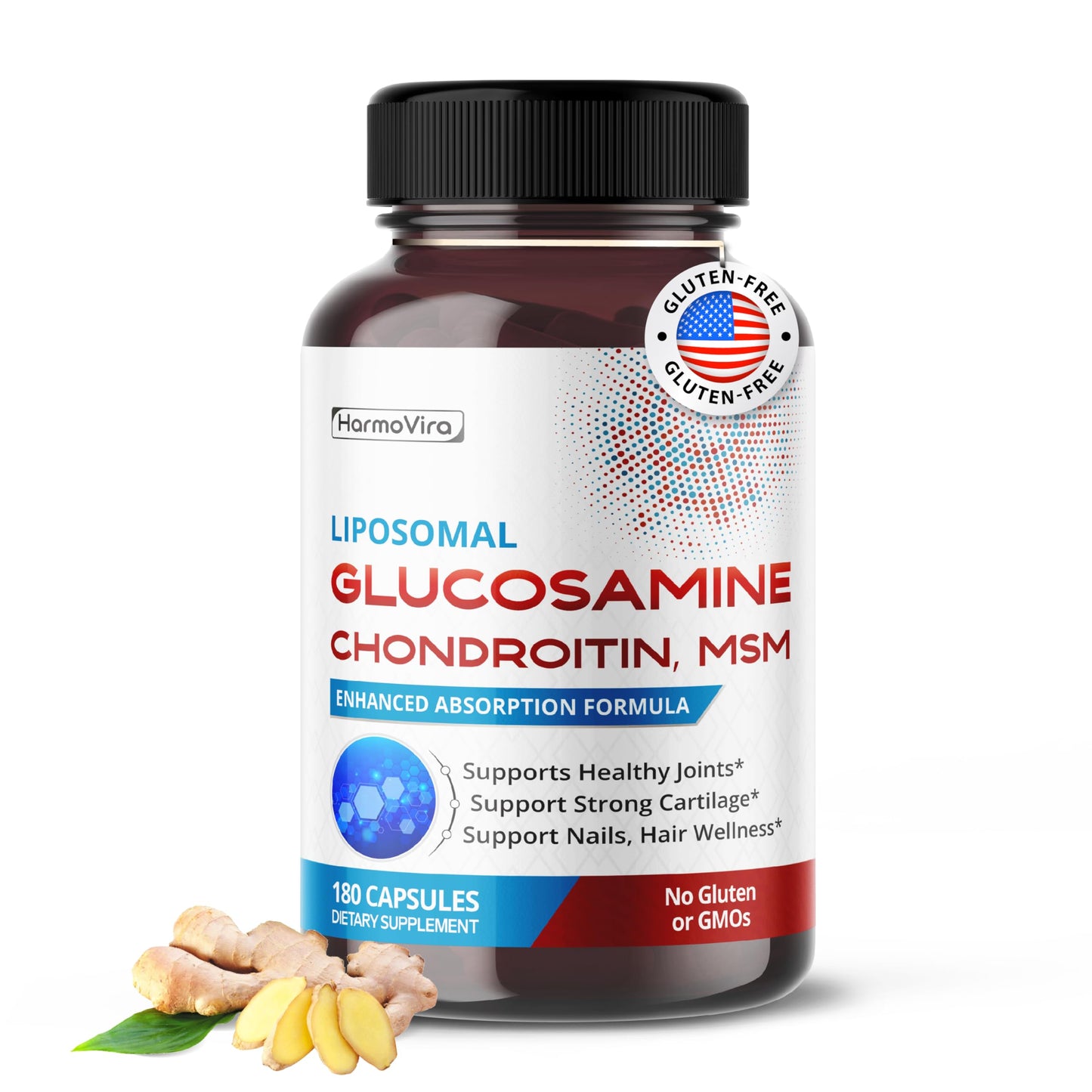 HarmoVira Liposomal Glucosamine Chondroitin, MSM Capsules, 180 Count