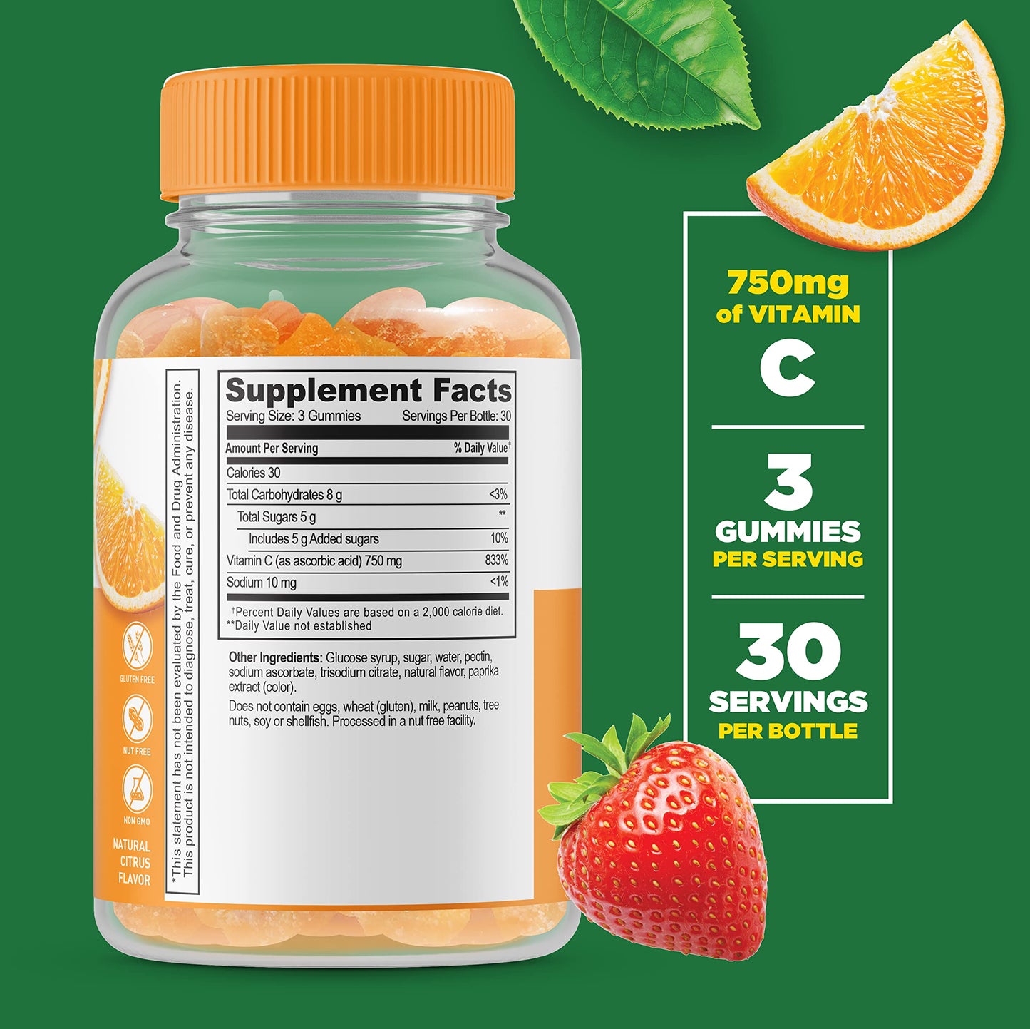 Lifeable Vitamin C 750mg + Vitamin D3 + Vitamin K2 Chewable, 180 Count