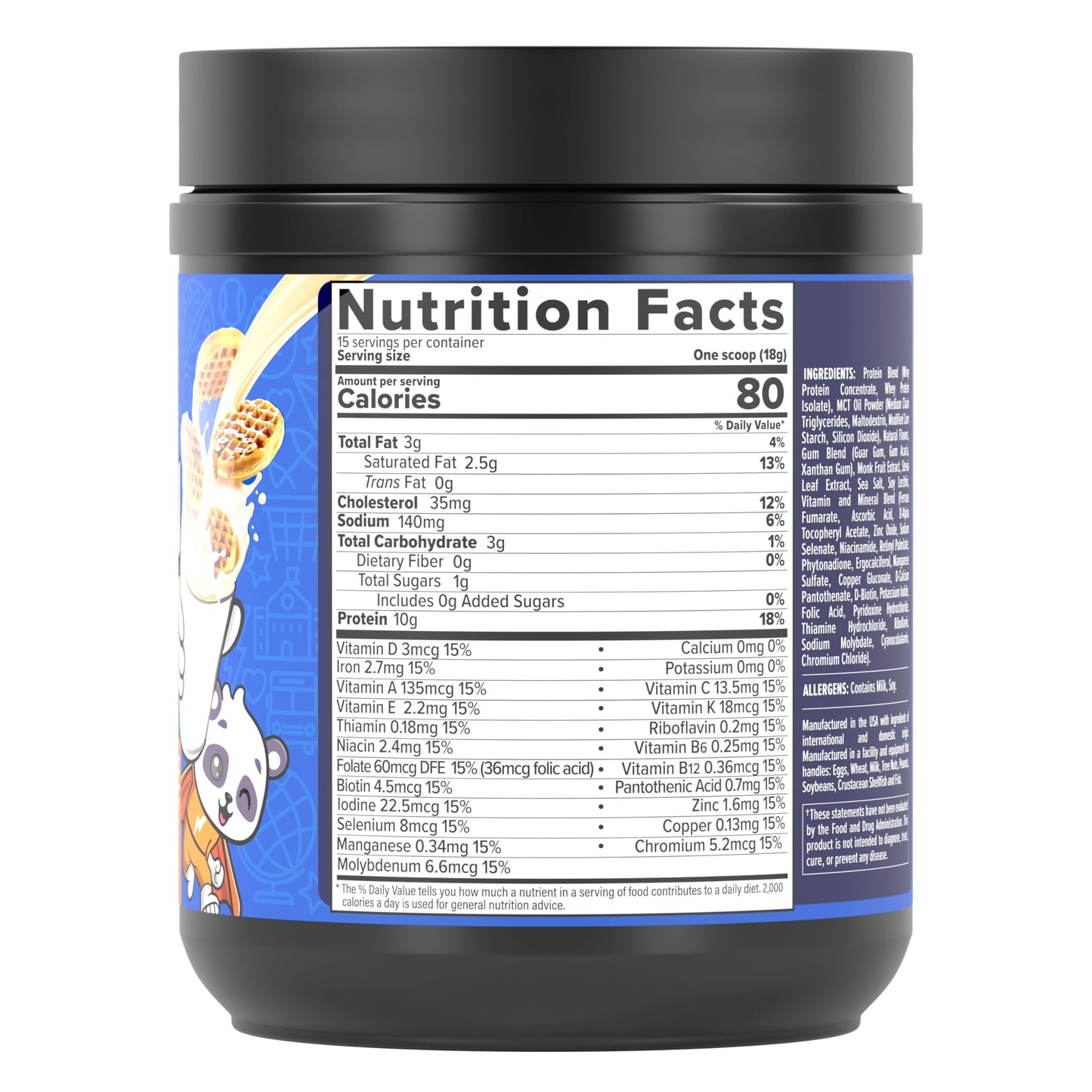 InnoSupps Power Up Protein for Kids Wow Waffle Flavor Whey Protein Powder, 10 Ounce