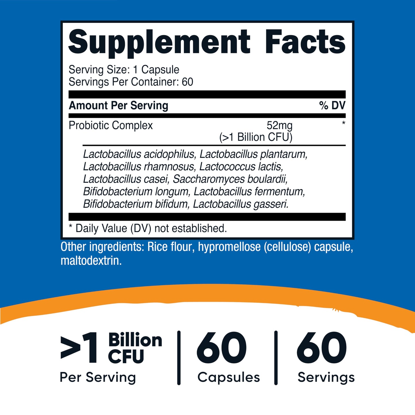 Nutricost Probiotic Complex (>1 Billion CFU) 60 Capsules