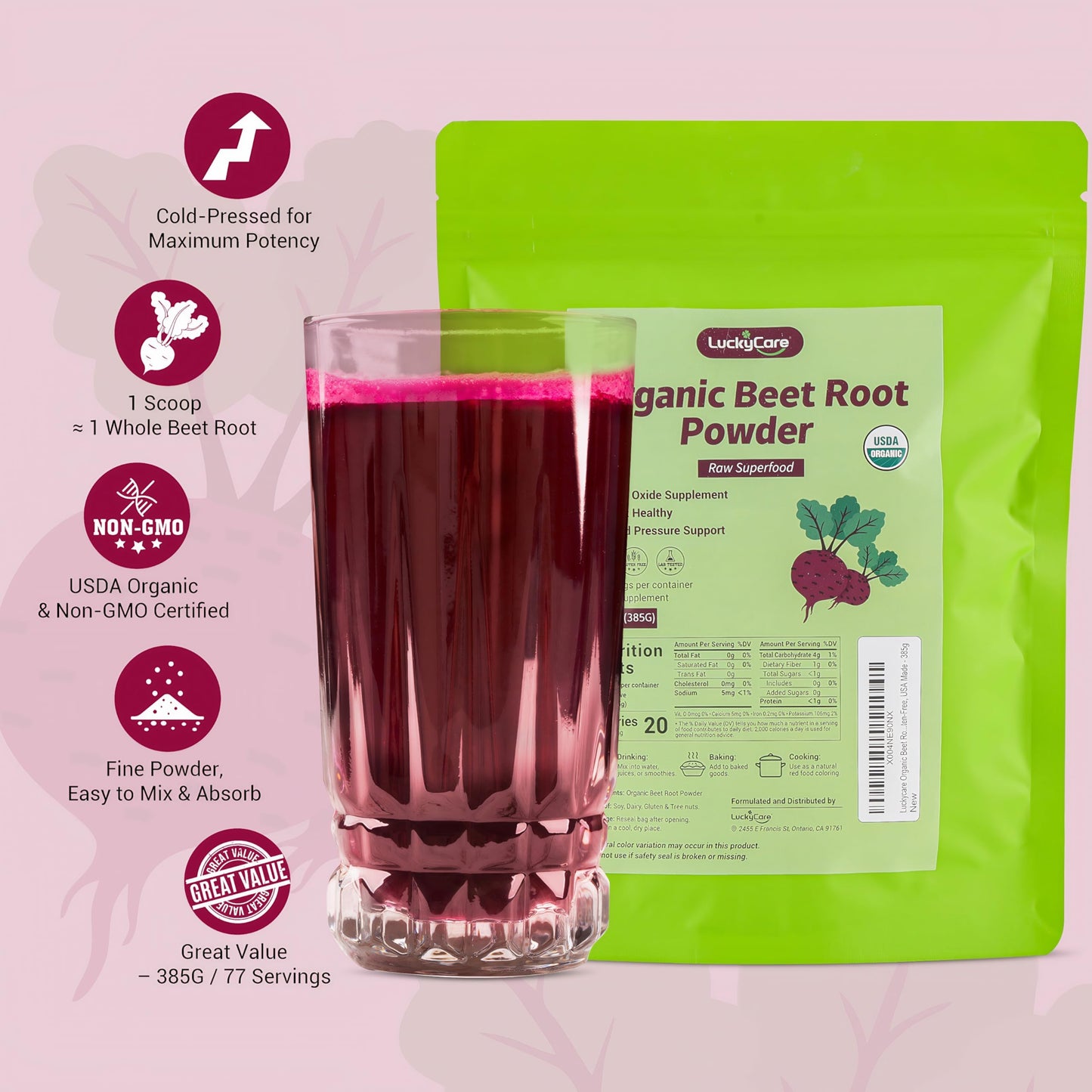 Luckycare Organic Beet Root Powder 13.6 oz