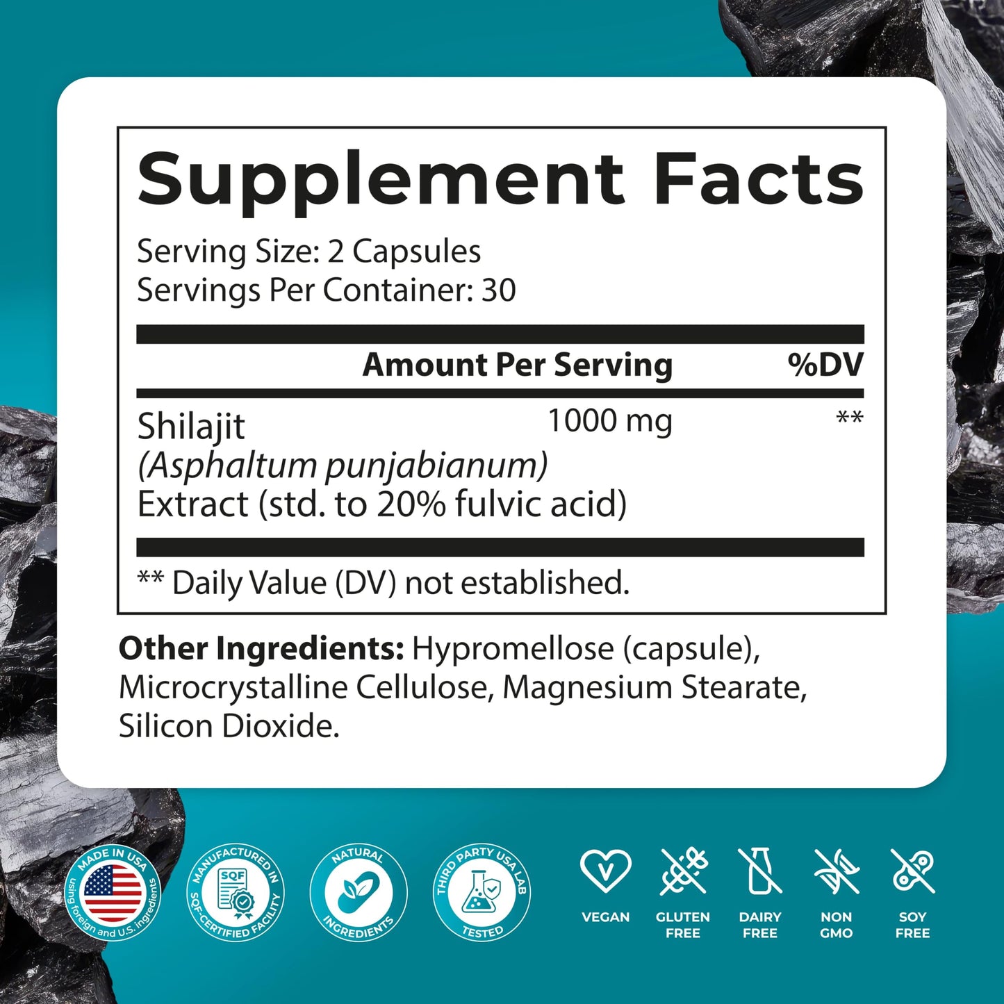 PUREHEALTH RESEARCH Shilajit 1000 mg Capsules, 60 Count