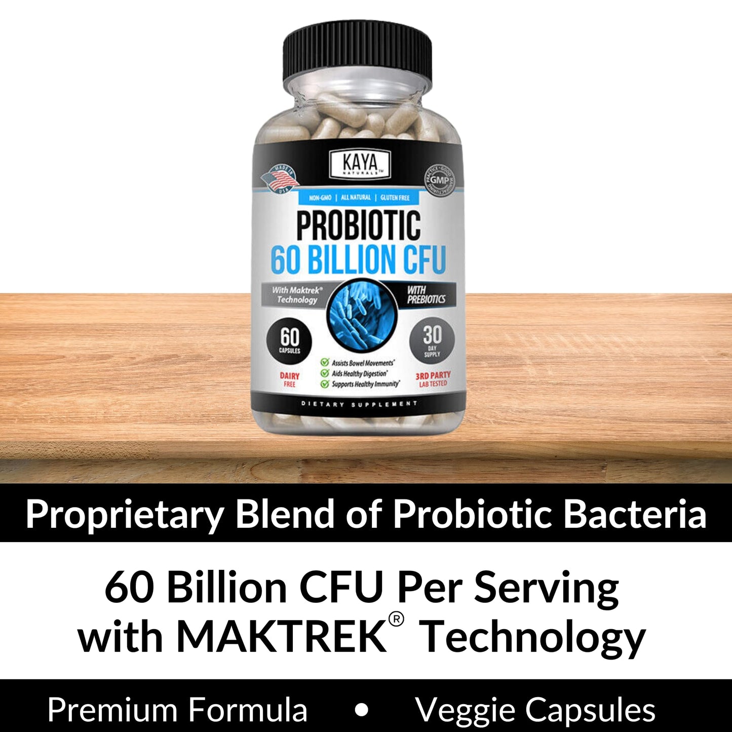 Kaya Naturals Probiotic 60 Billion CFU Capsules 60 Count