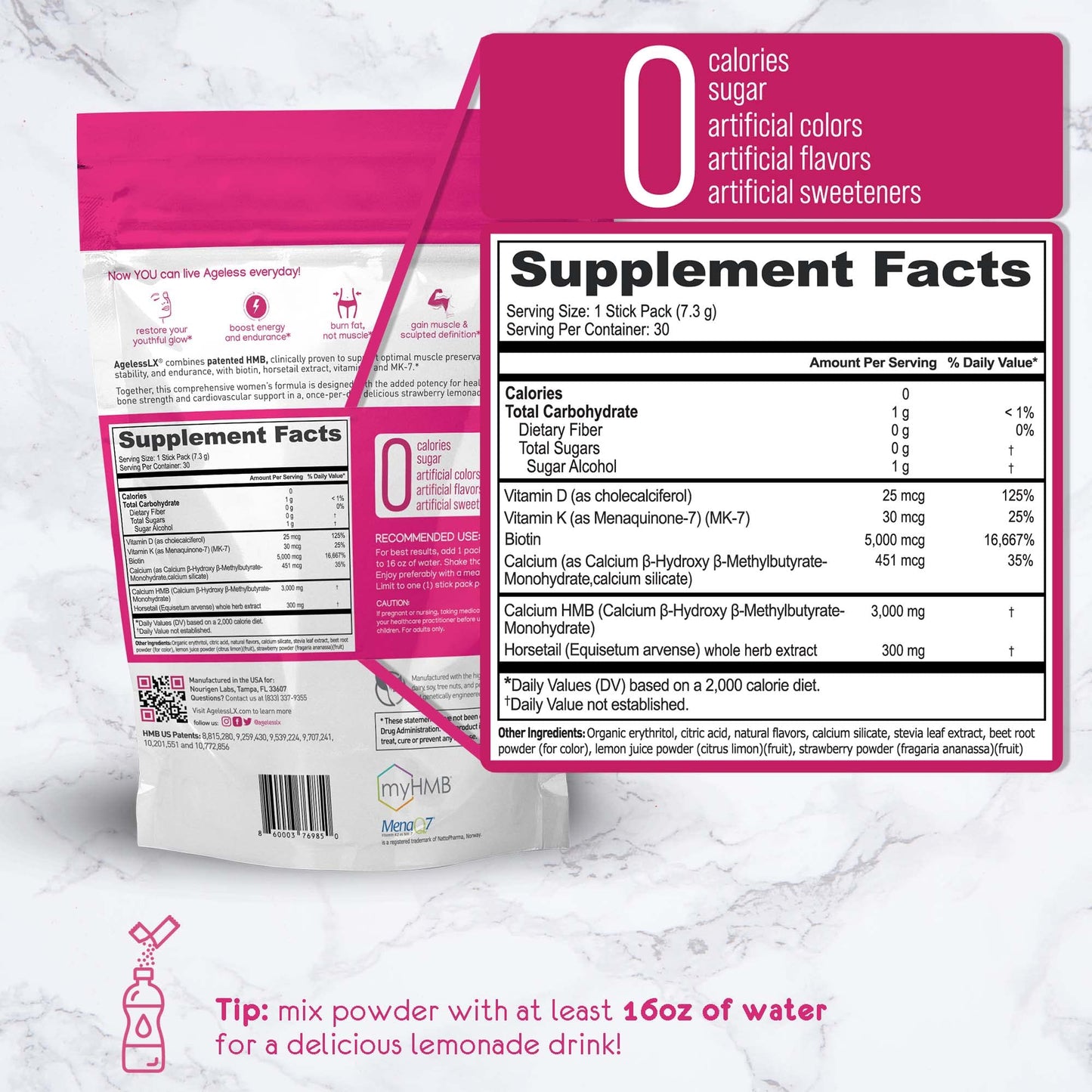 AgelessLX Biotin Supplement Powder Bundle, 2-Pack