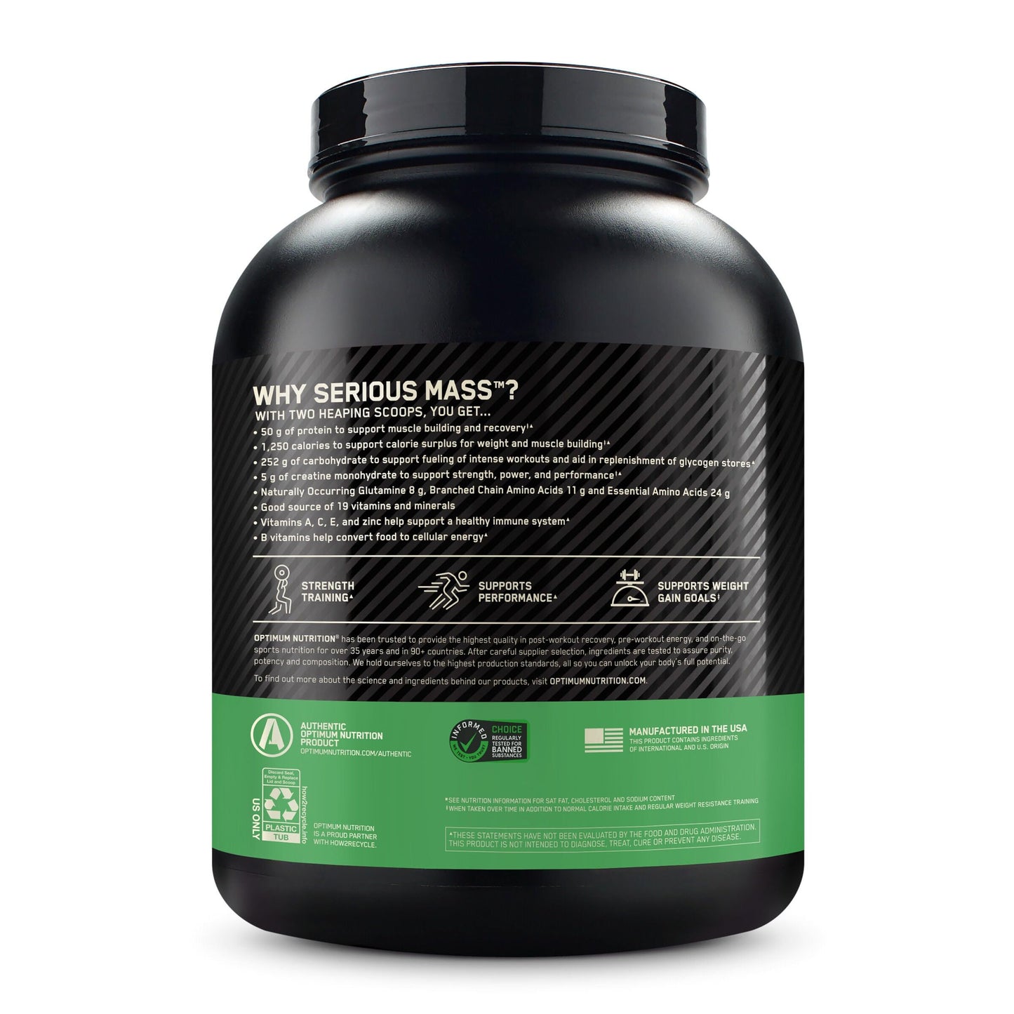 Optimum Nutrition Serious Mass Weight Gainer Protein Powder Vanilla, 96 Servings