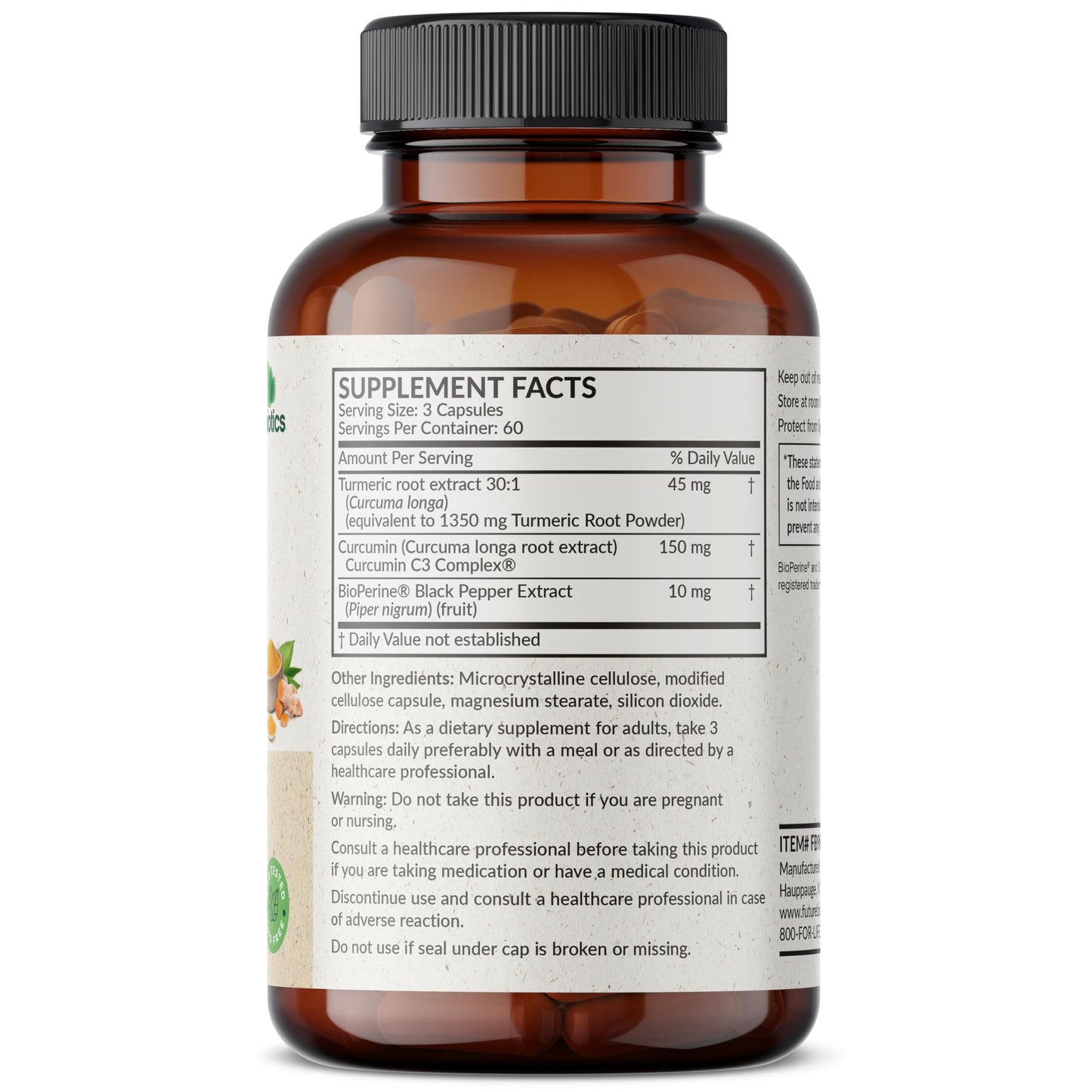 Futurebiotics Turmeric + Curcumin Capsule, 180 Count