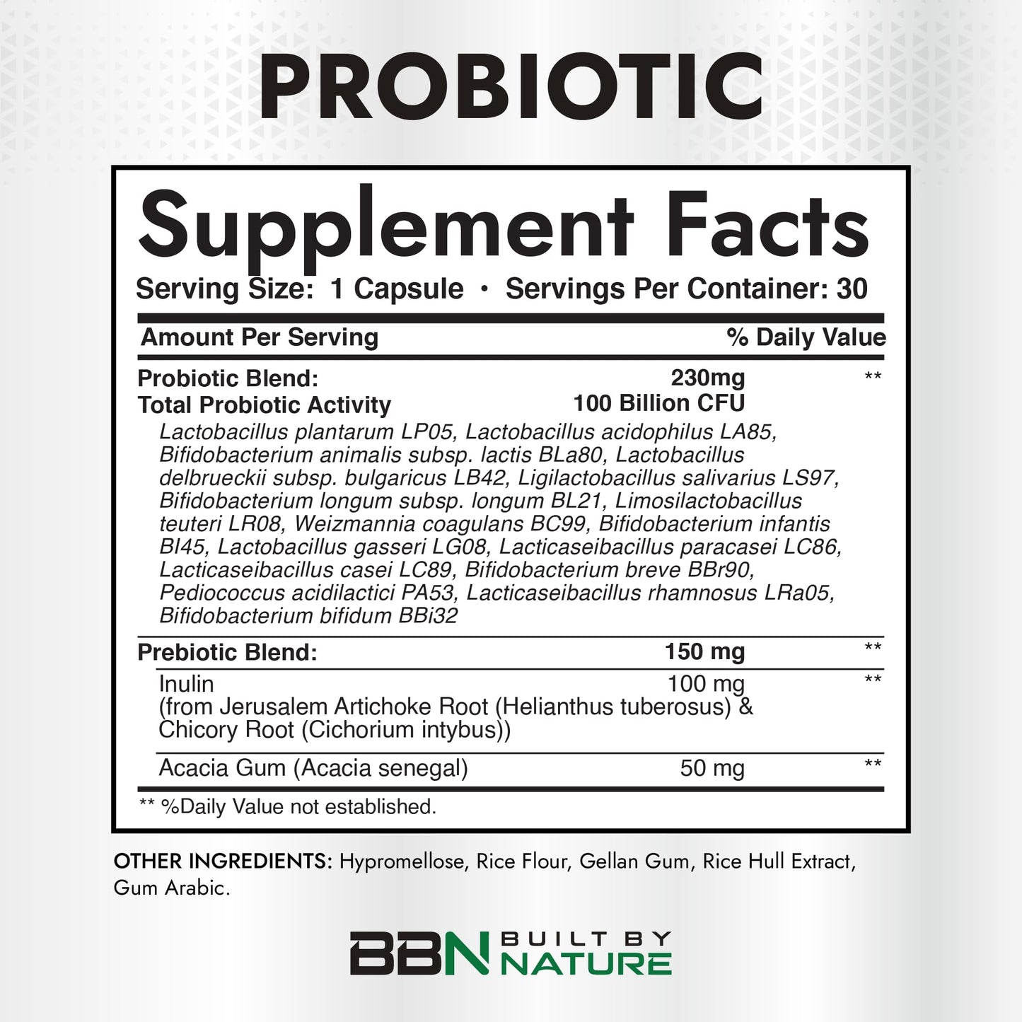 Built by Nature 100 Billion CFU Probiotic – 16 Strains + Prebiotics – Immune & Digestive Support – Delayed Release Capsules, Shelf Stable – 1 Month Supply, 30 Capsules