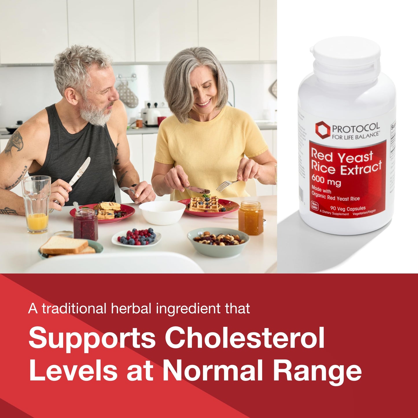 Protocol for Life Balance Red Yeast Rice 600 mg Capsules, 90 Veg Capsules