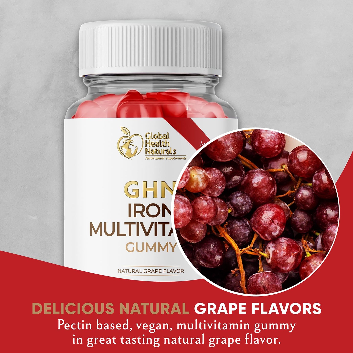 Global Health Naturals Nutritional Supplements Vegan Women’s Multivitamin Gummies with Iron – Gummy, 60 Count