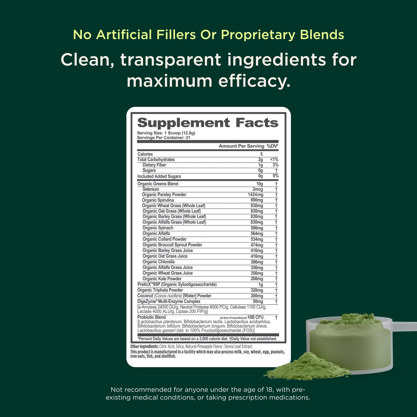 The Genius Brand Daily Superfood Greens Pineapple Powder 9.49 oz
