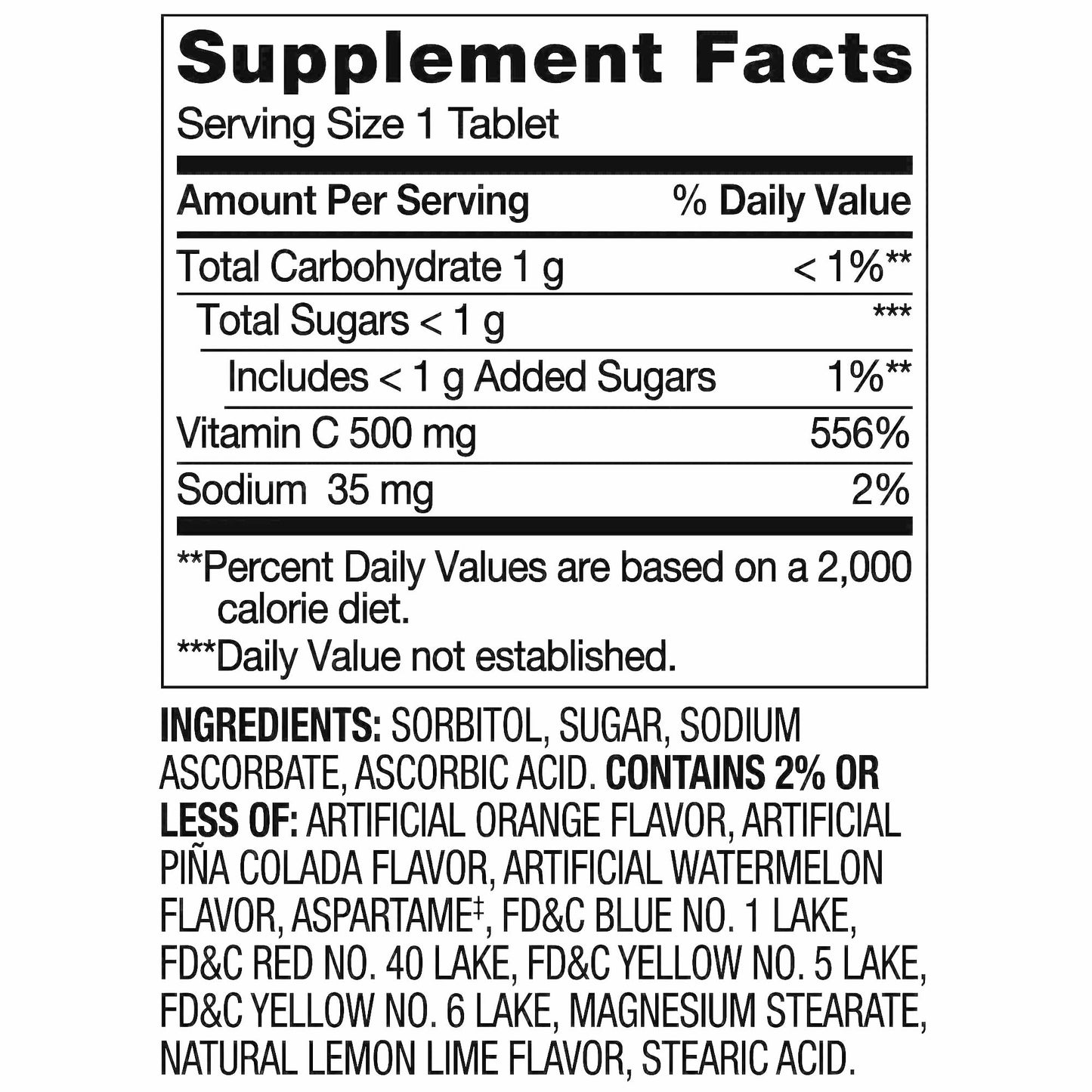 Premium Choice Co Spring Valley Vitamin C 500 mg Tablets, 200 Tablets
