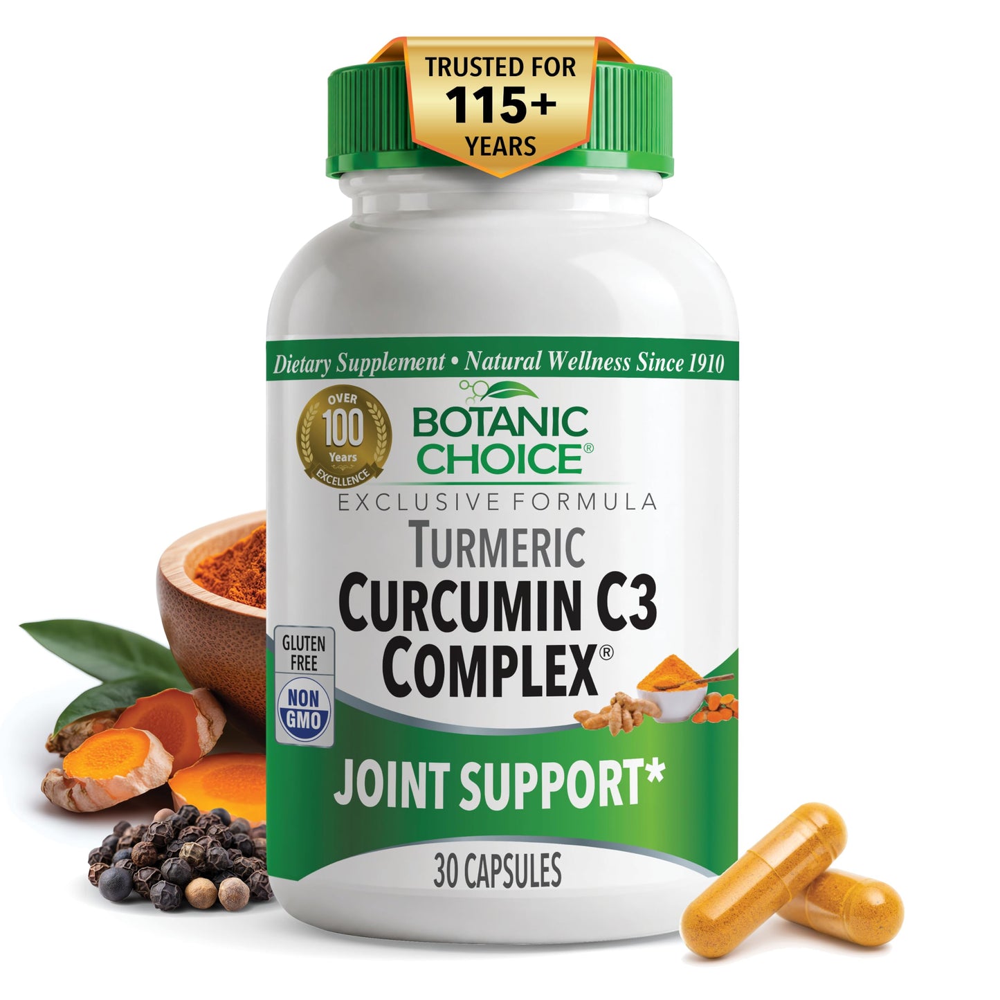Botanic Choice Curcumin C3 Complex with Bioperine Capsules 30 Count