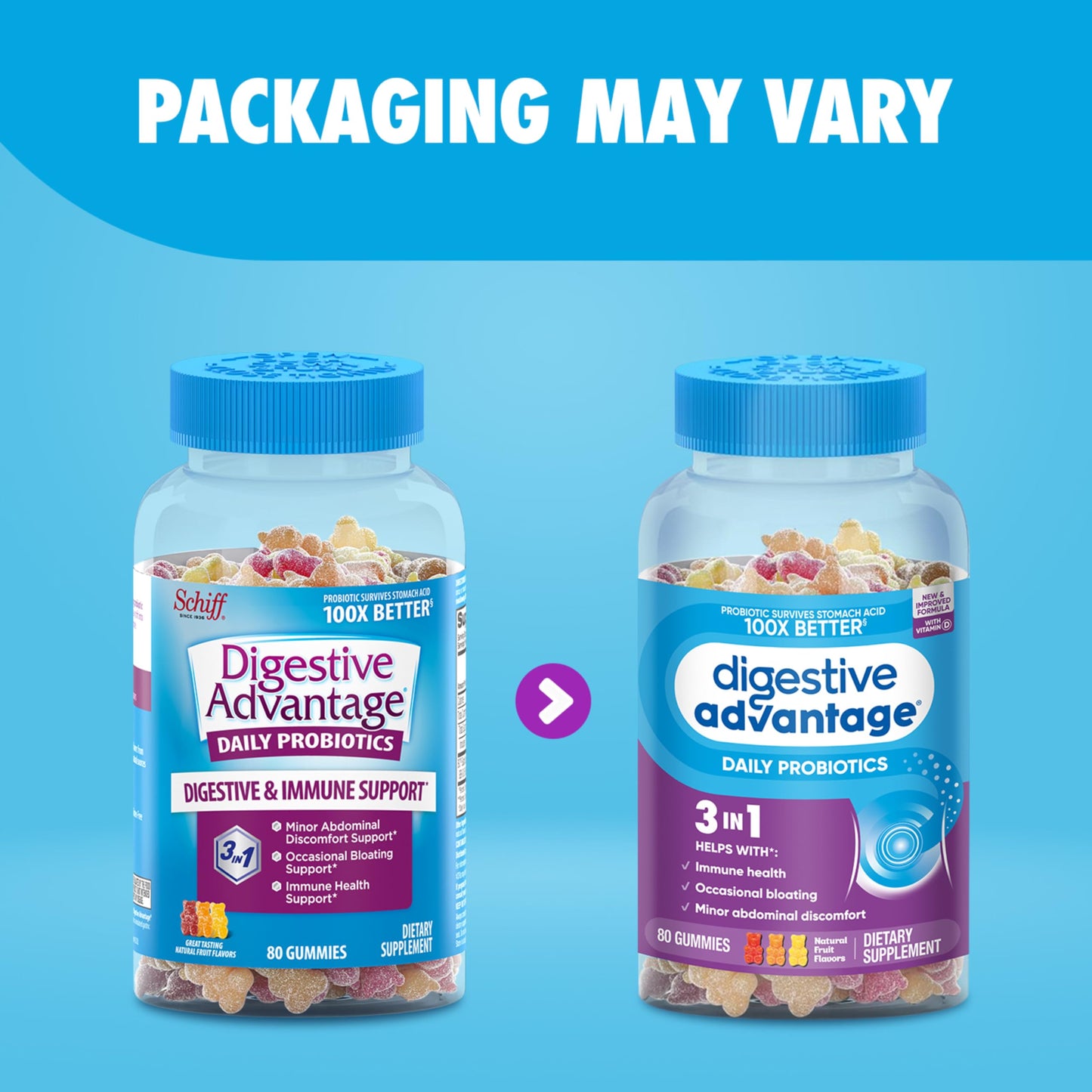 Digestive Advantage Probiotic Gummies for Digestive Health 80 Count