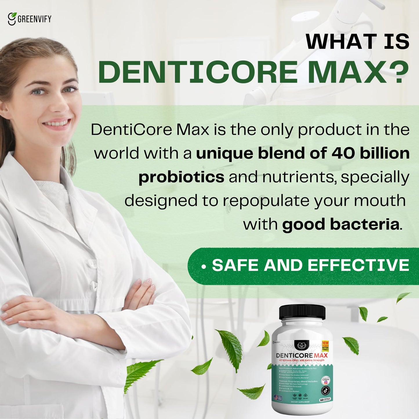 DentiCore Max for Gums and Teeth Health 60 Capsules - 40 Billion CFU Advanced Oral Probiotics, Fresh Breath Support