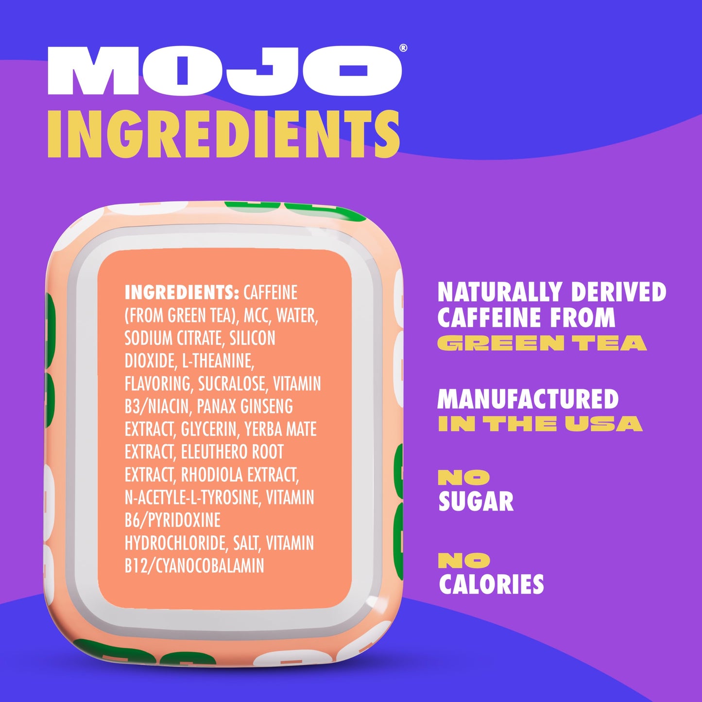 MOJO Energy Pouches Peach Watermelon Flavor Capsule, 15 Count