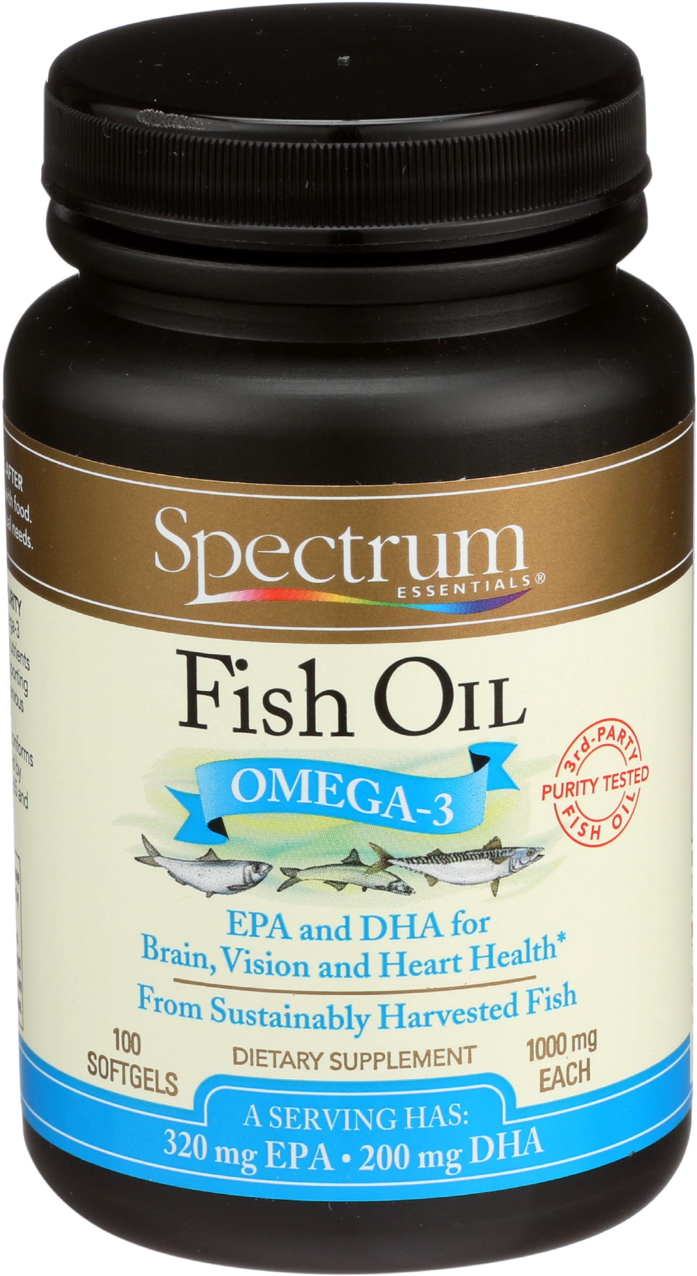 Spectrum Essentials Fish Oil Omega-3 Softgels 1000 mg, 100 Count