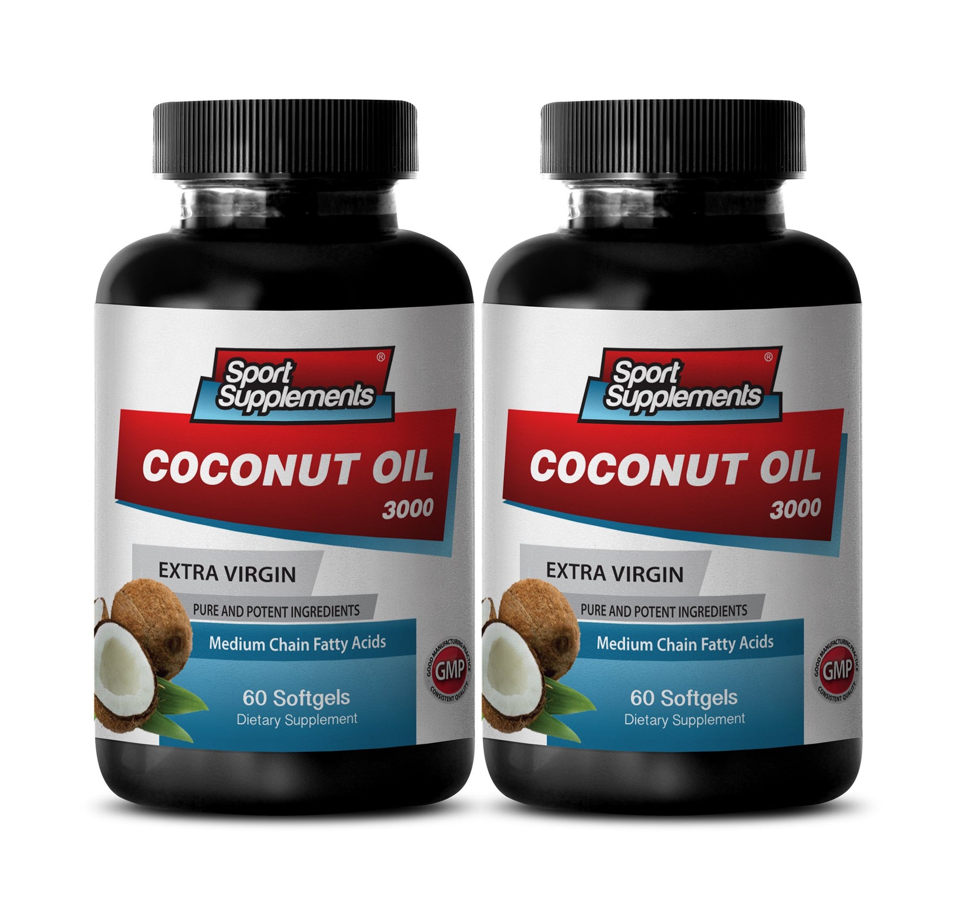 Sport Supplement Coconut Oil Fractionated Extra Virgin Coconut Oil 3000mg Brain and Memory Herbal Support Softgels, 120 Count