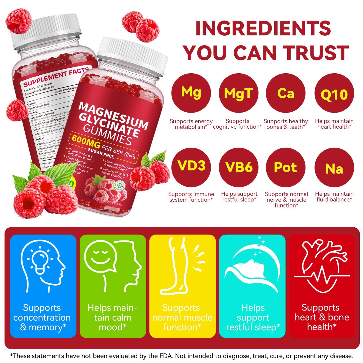 Daiasns Magnesium Glycinate 600MG Gummy 120 Count