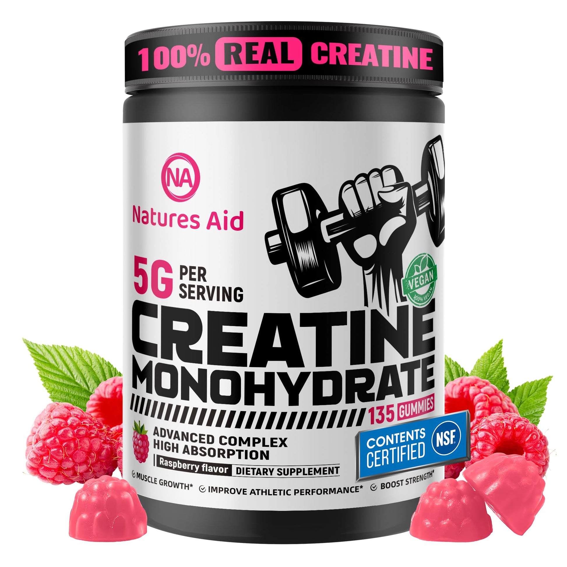 Natures Aid Creatine Monohydrate Gummy 5g 135 Count