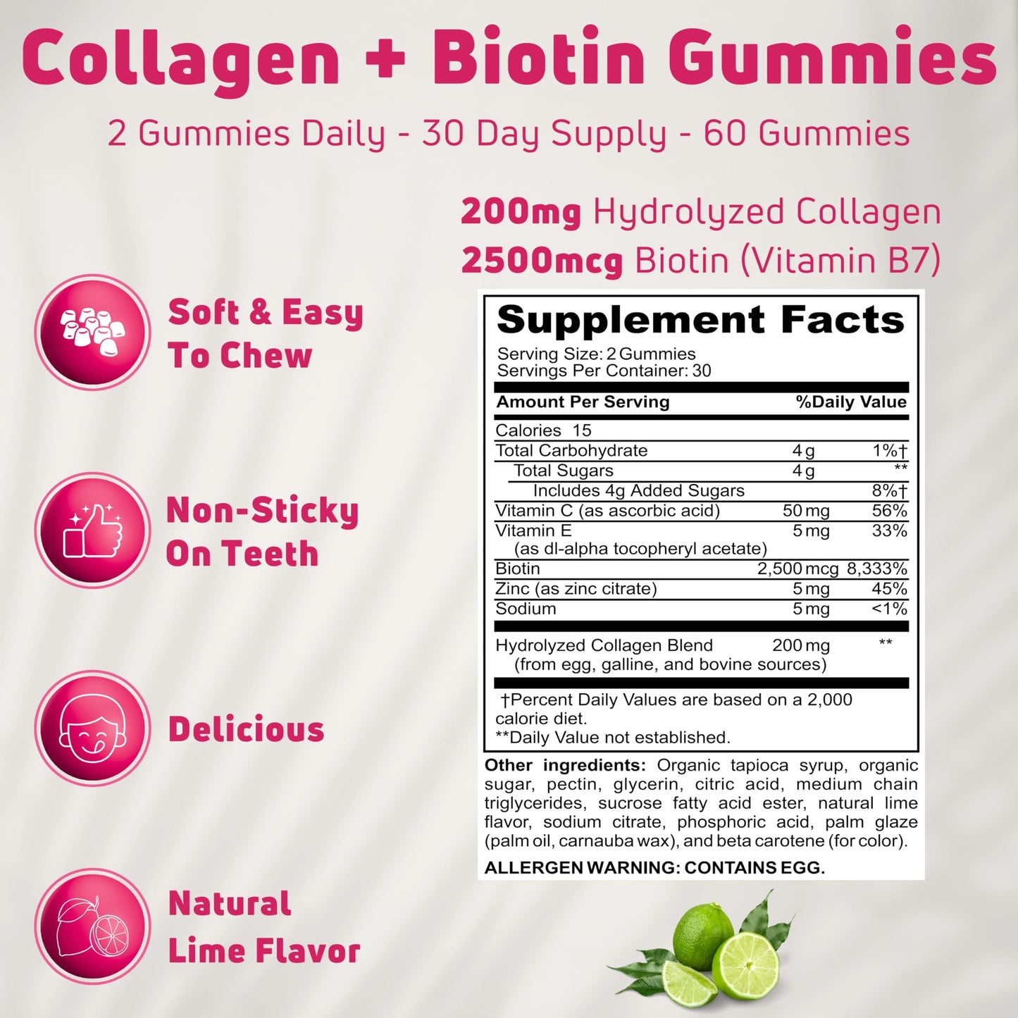 NUELATION Hydrolyzed Collagen Gummies with Biotin, 60 Count