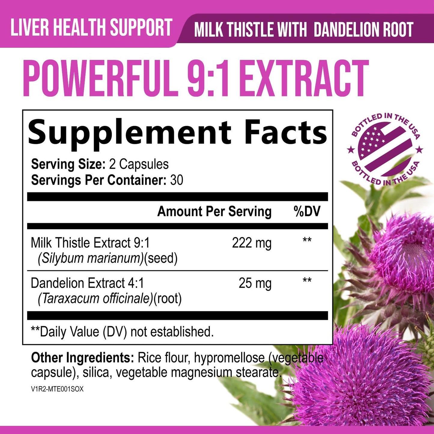 Health Nutrition Naturals Milk Thistle Supplement Capsules, 60 Count