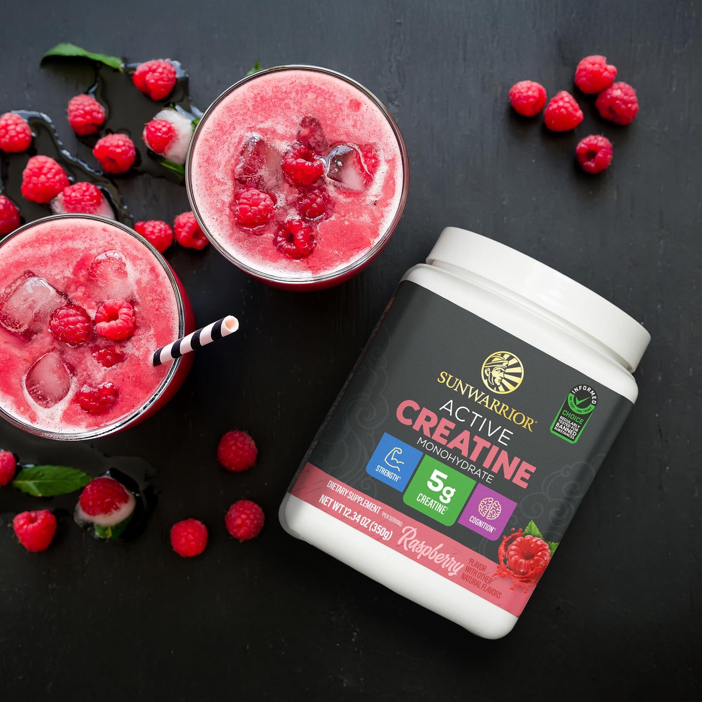 Sunwarrior Raspberry Active Creatine Powder, 12.34 oz, 50 Servings
