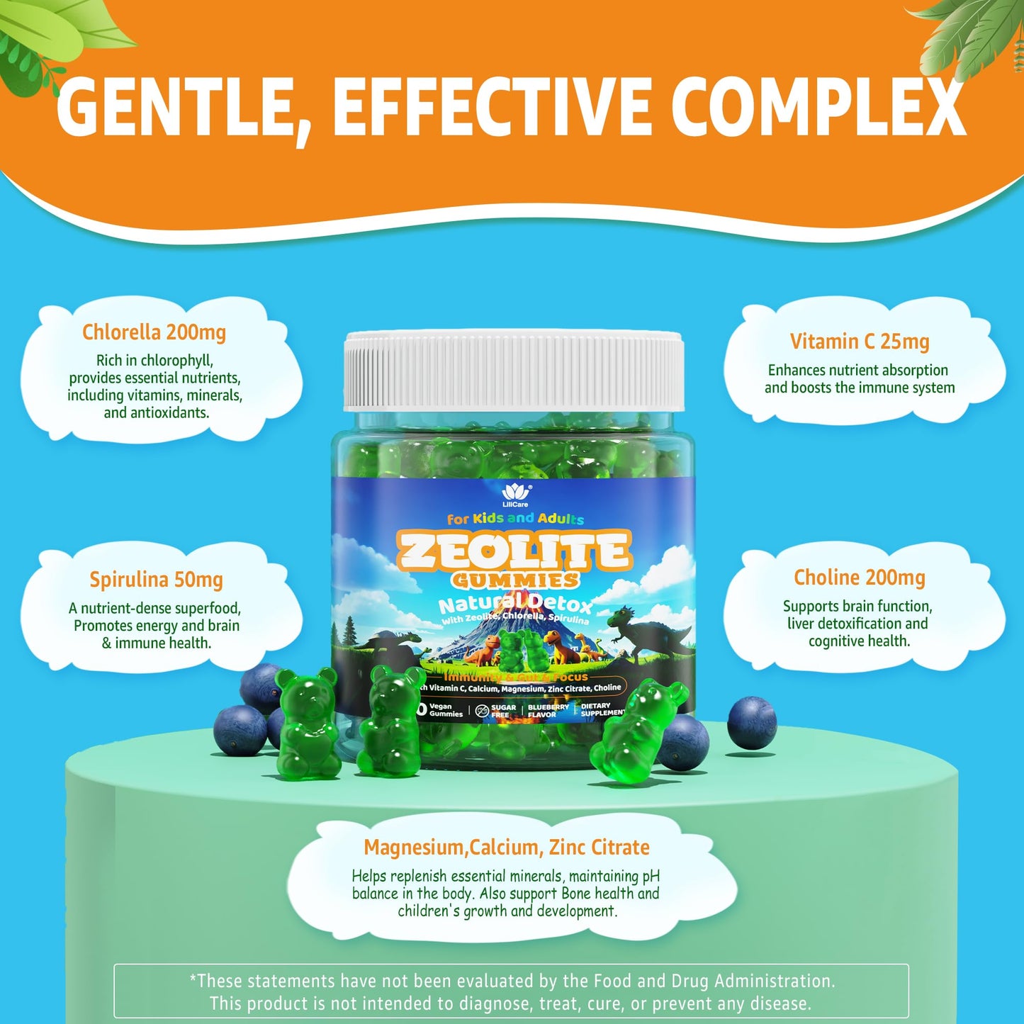 LILICARE Zeolite Detox Gummies, 60 Count