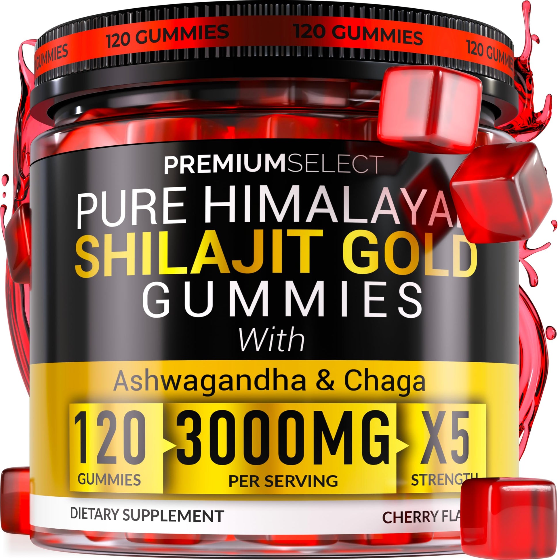 Premium Select Nutrition Shilajit Gummies for Men 3000mg, 120 Gummies