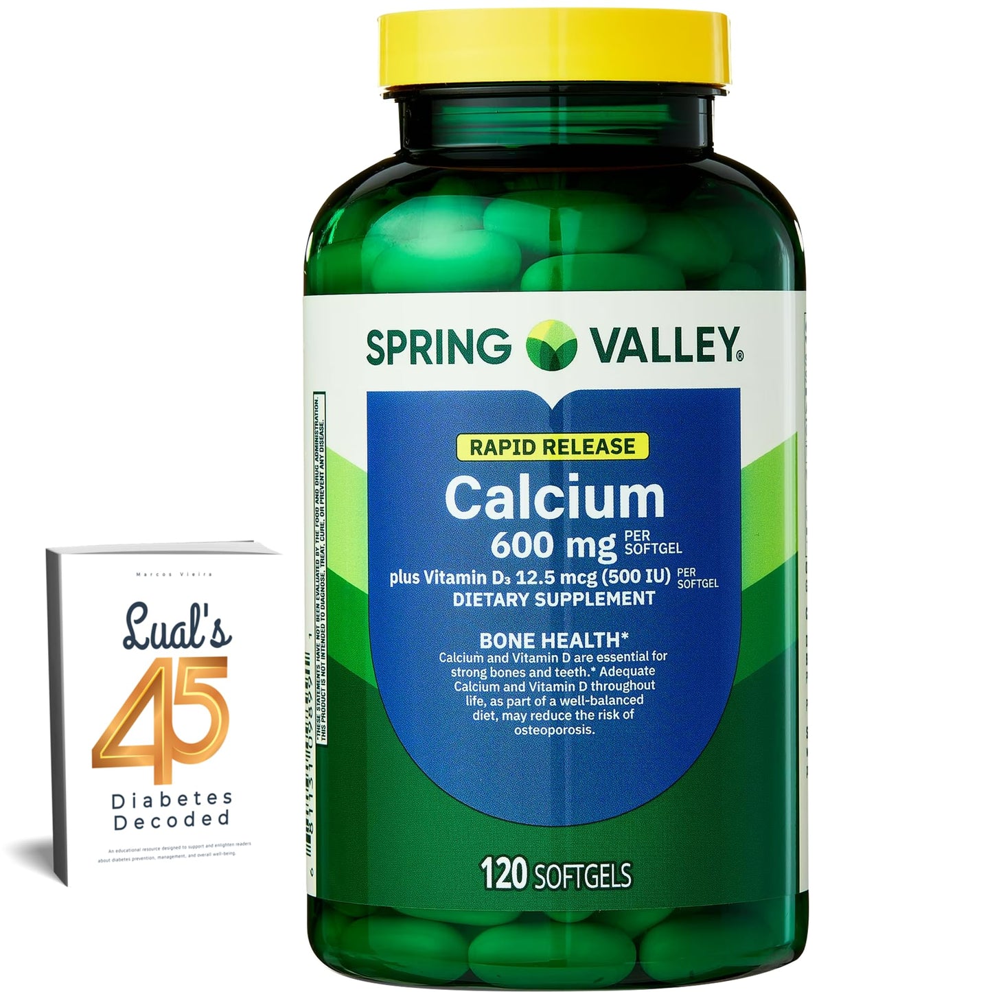 LUAL Calcium 600 mg + Vitamin D3 Softgels, 120 Count