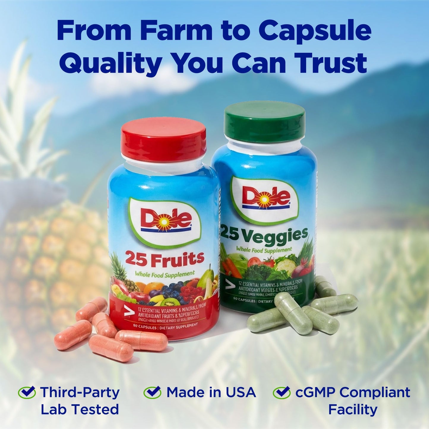 Dole Daily Fruits and Veggies Supplement, 180 Capsules