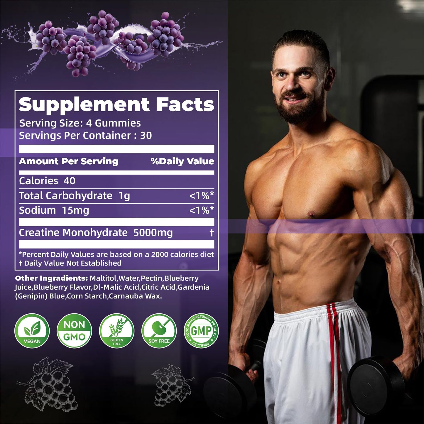 Nutravita Creatine Monohydrate Gummies, 120 Count