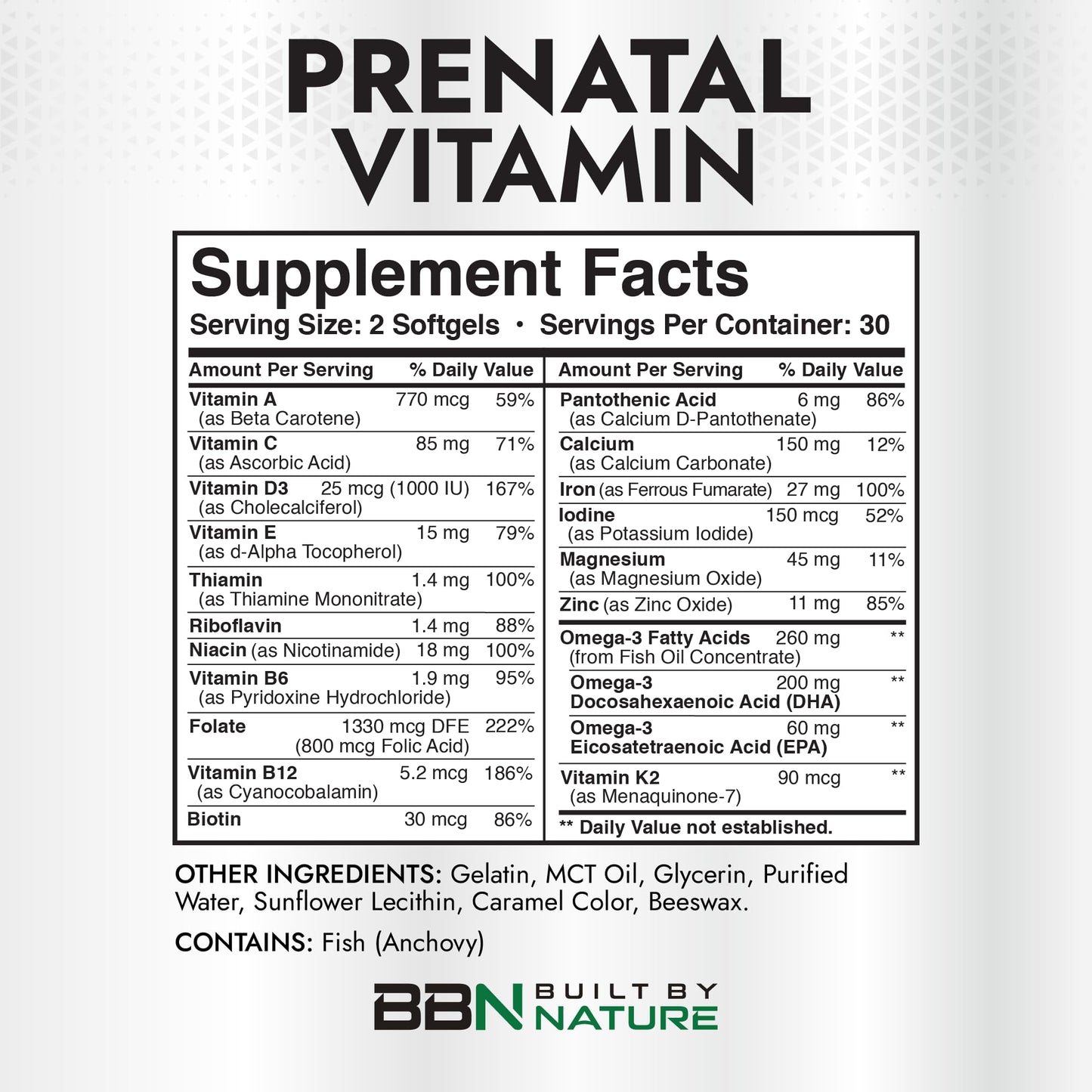 Built by Nature Prenatal Vitamins for Women Softgel, 60 Softgels