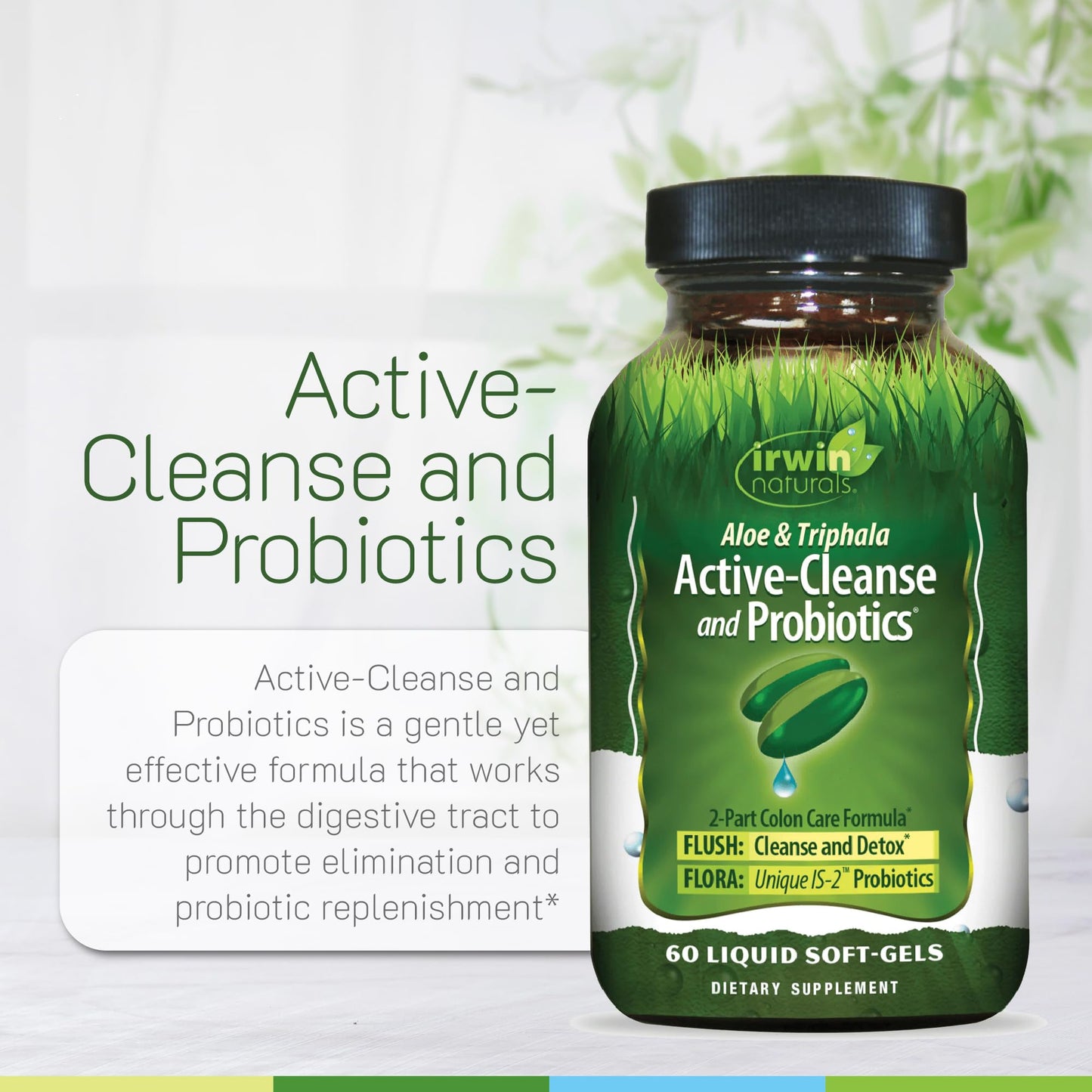 Irwin Naturals Aloe & Triphala Active Cleanse + Probiotics Softgels, 60 Count