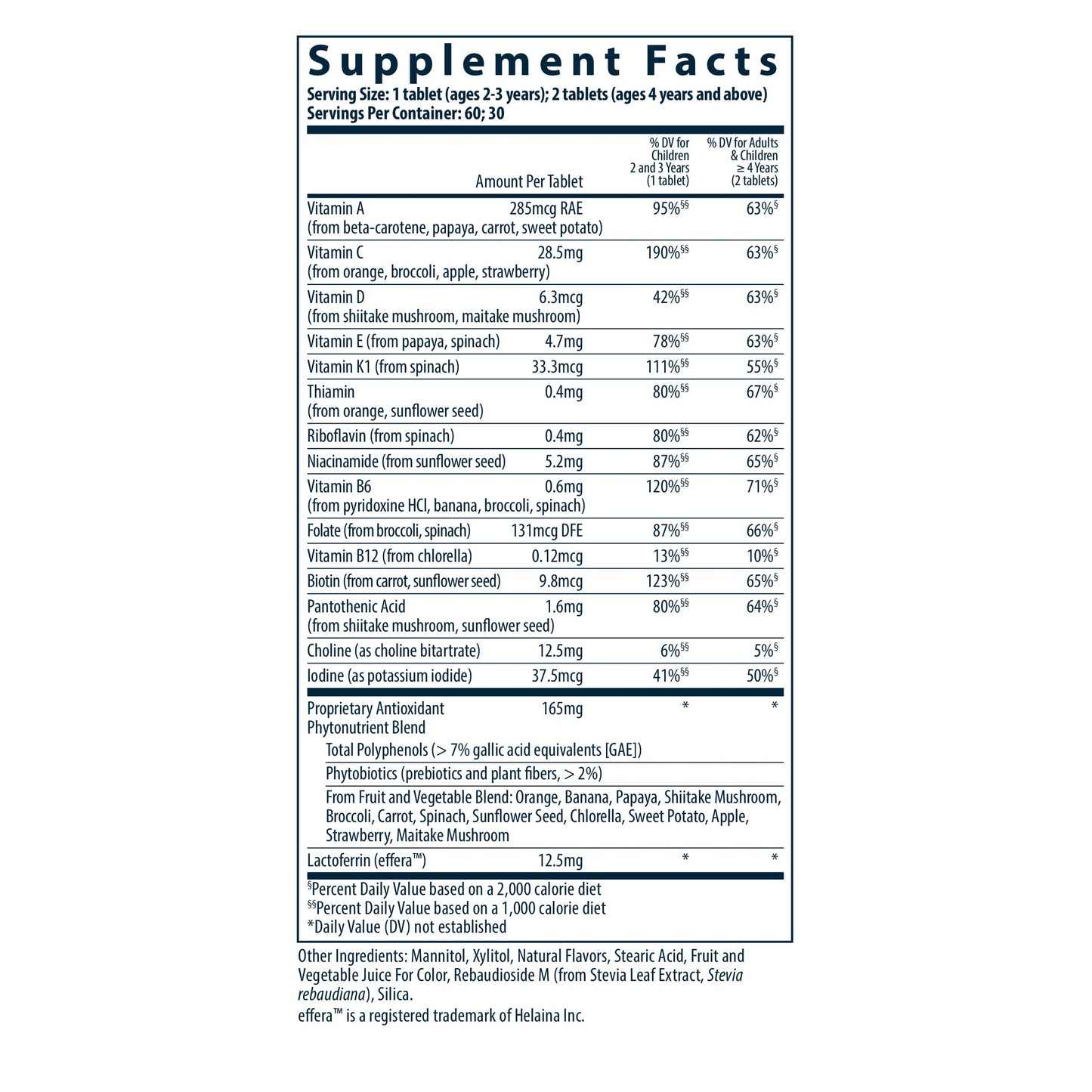 Vital Nutrients Mighty Multivitamin Without Iron Tablet 60 Count