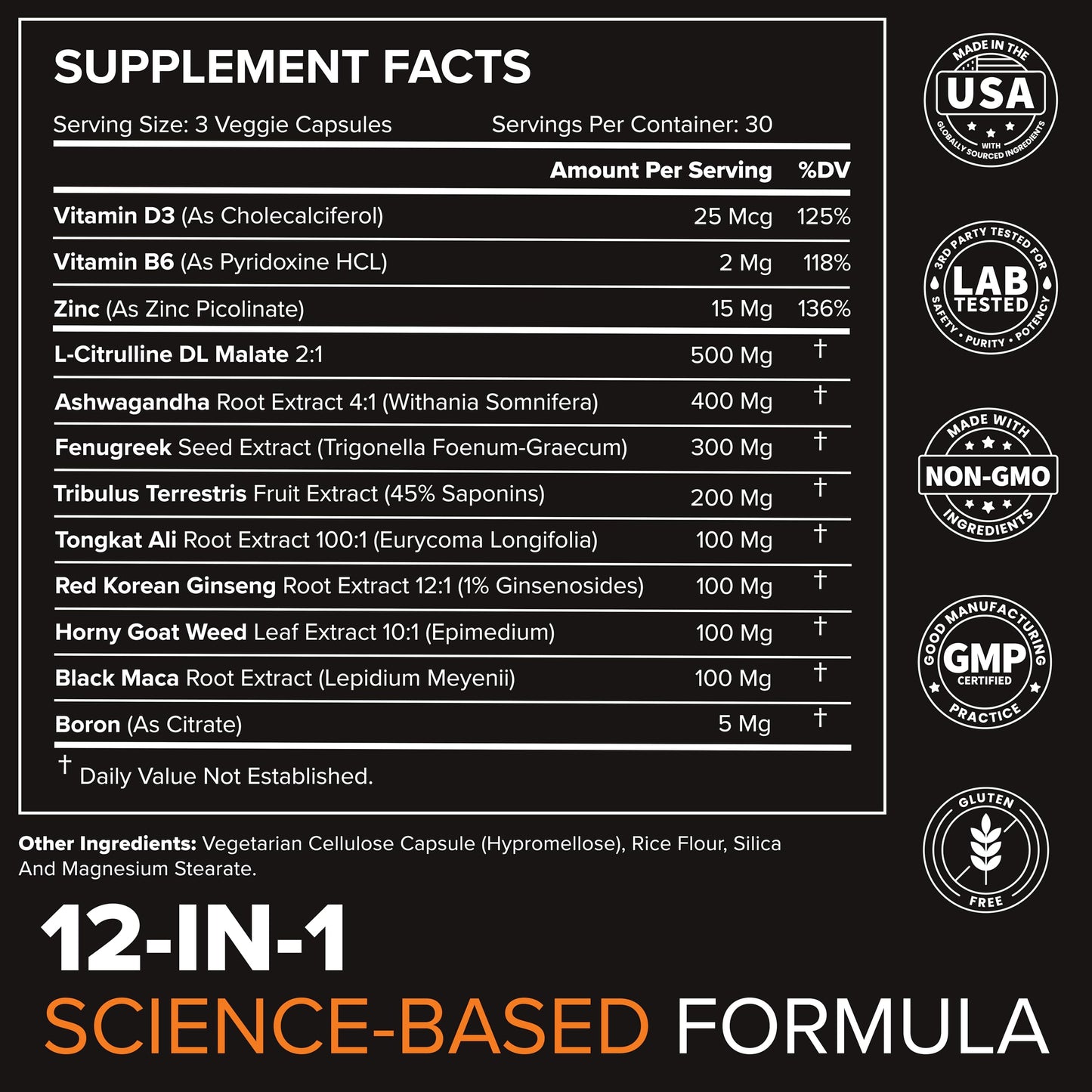 STRIVLABS Peak Potential 12-in-1 Testosterone Support for Men – Fenugreek, Ashwagha & Tongkat Ali – Natural Strength, Energy & Muscle Builder – 90 Capsules