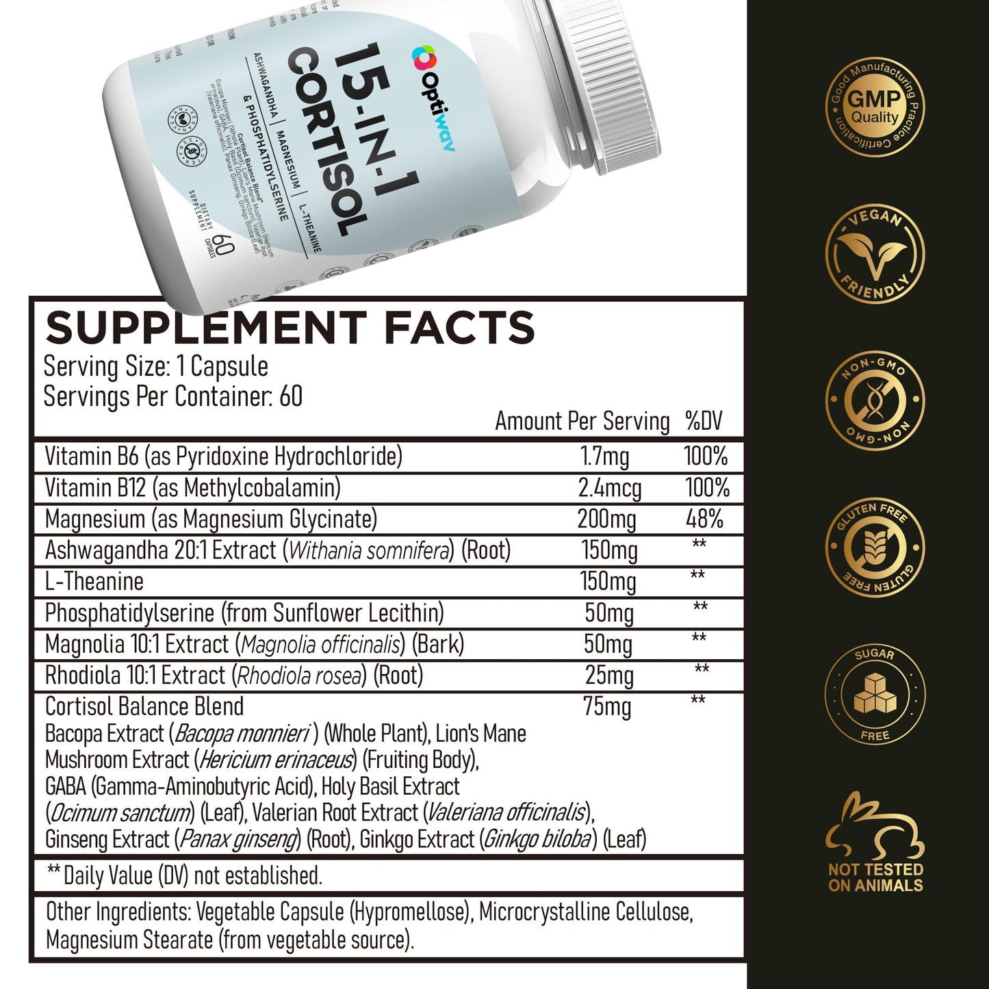 Optiwav Cortisol Detox Supplement Capsule, 60 Count