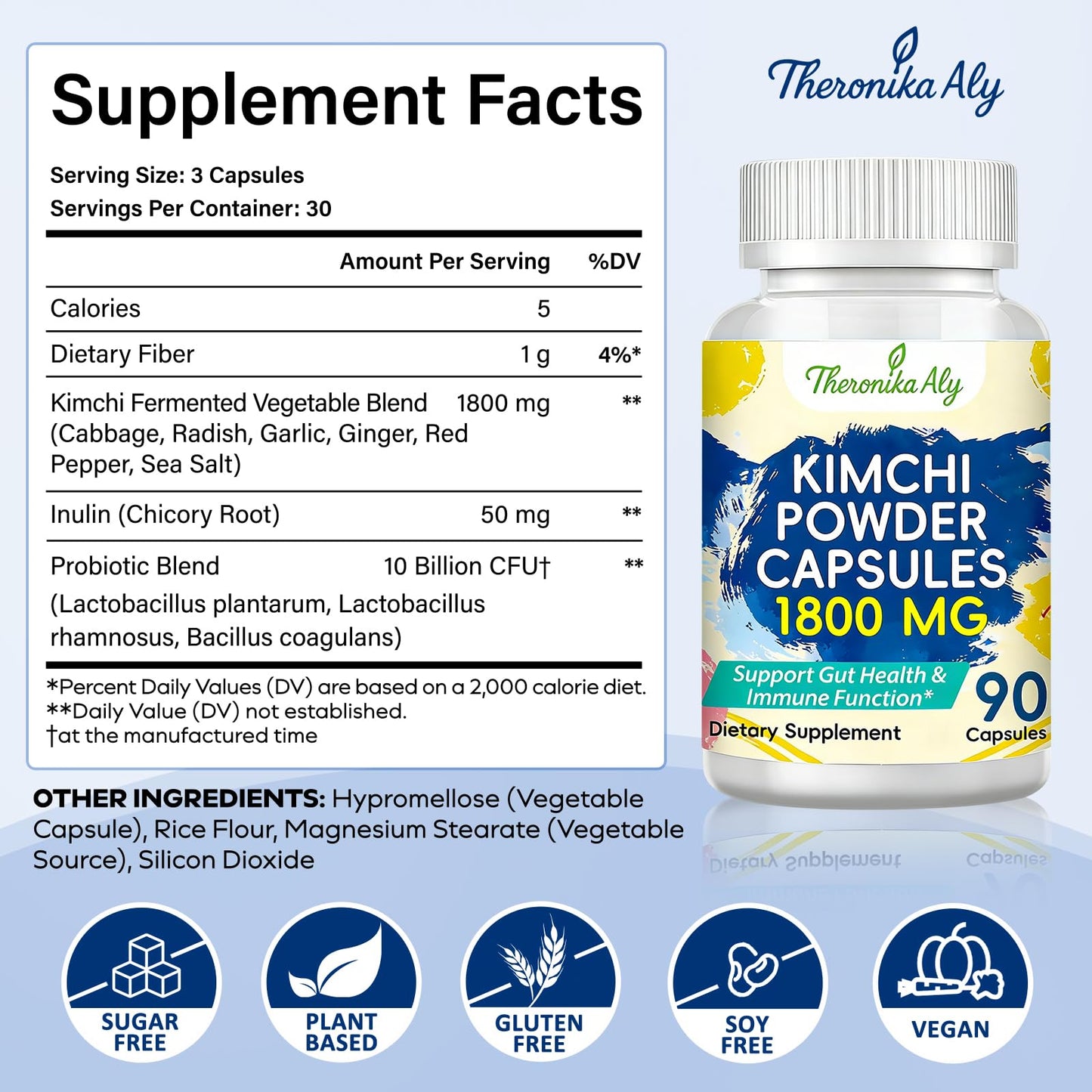 Theronika Aly Kimchi Probiotic Capsules, 90 Capsules