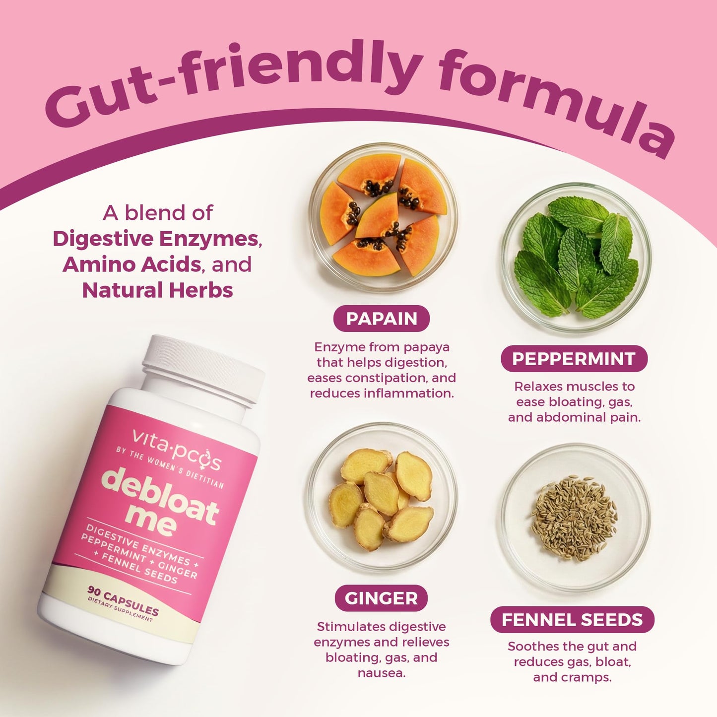 VITA-PCOS Digestive Enzymes for Women Capsule 1 Count
