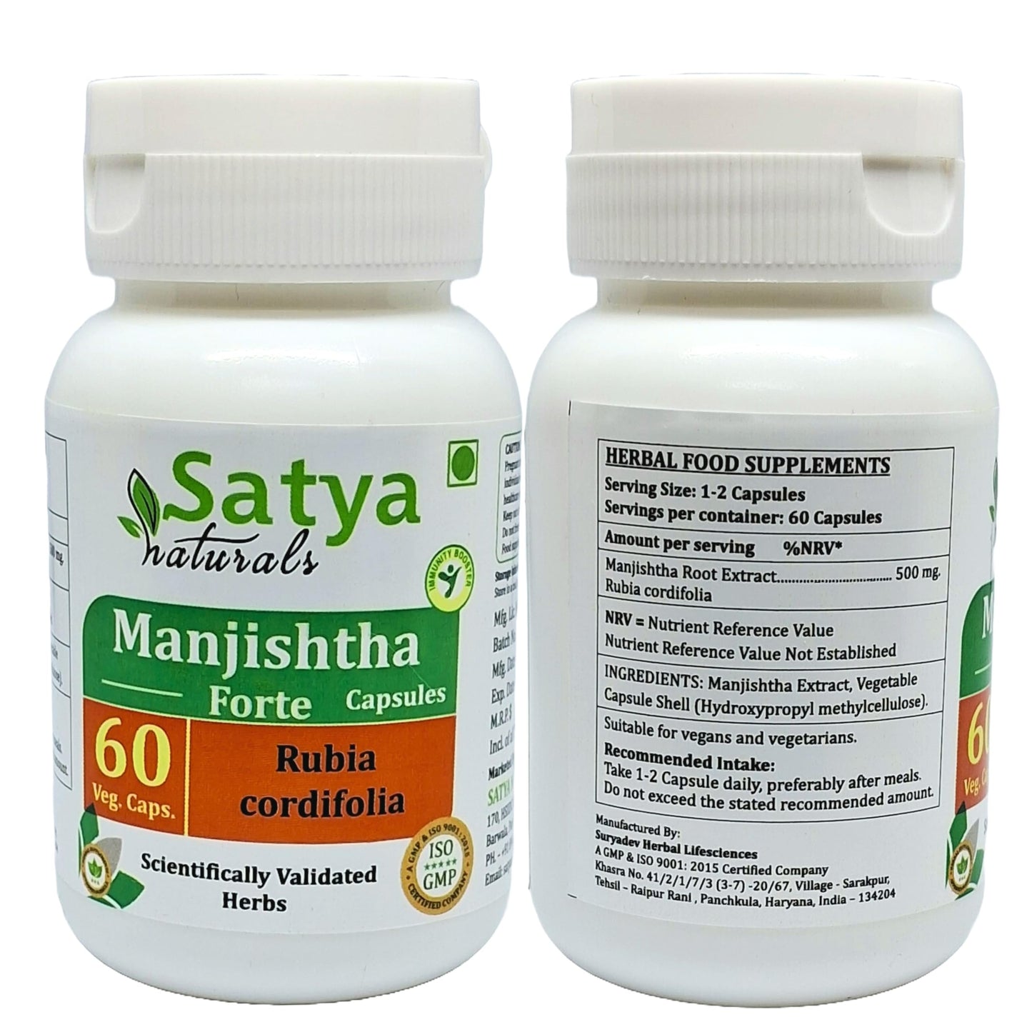 Satya Naturals Manjishtha Forte 500 mg, 120 Capsules
