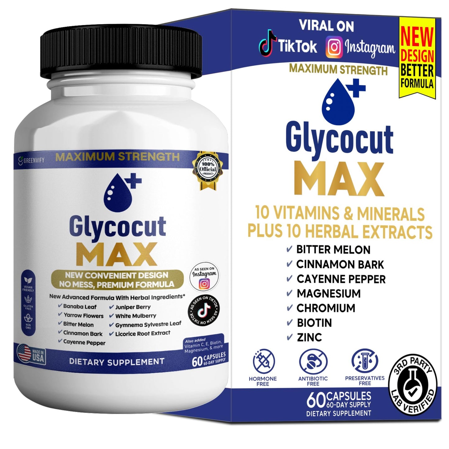 GREENVIFY Glycocut Max Maximum Strength 60 Veggie Capsules