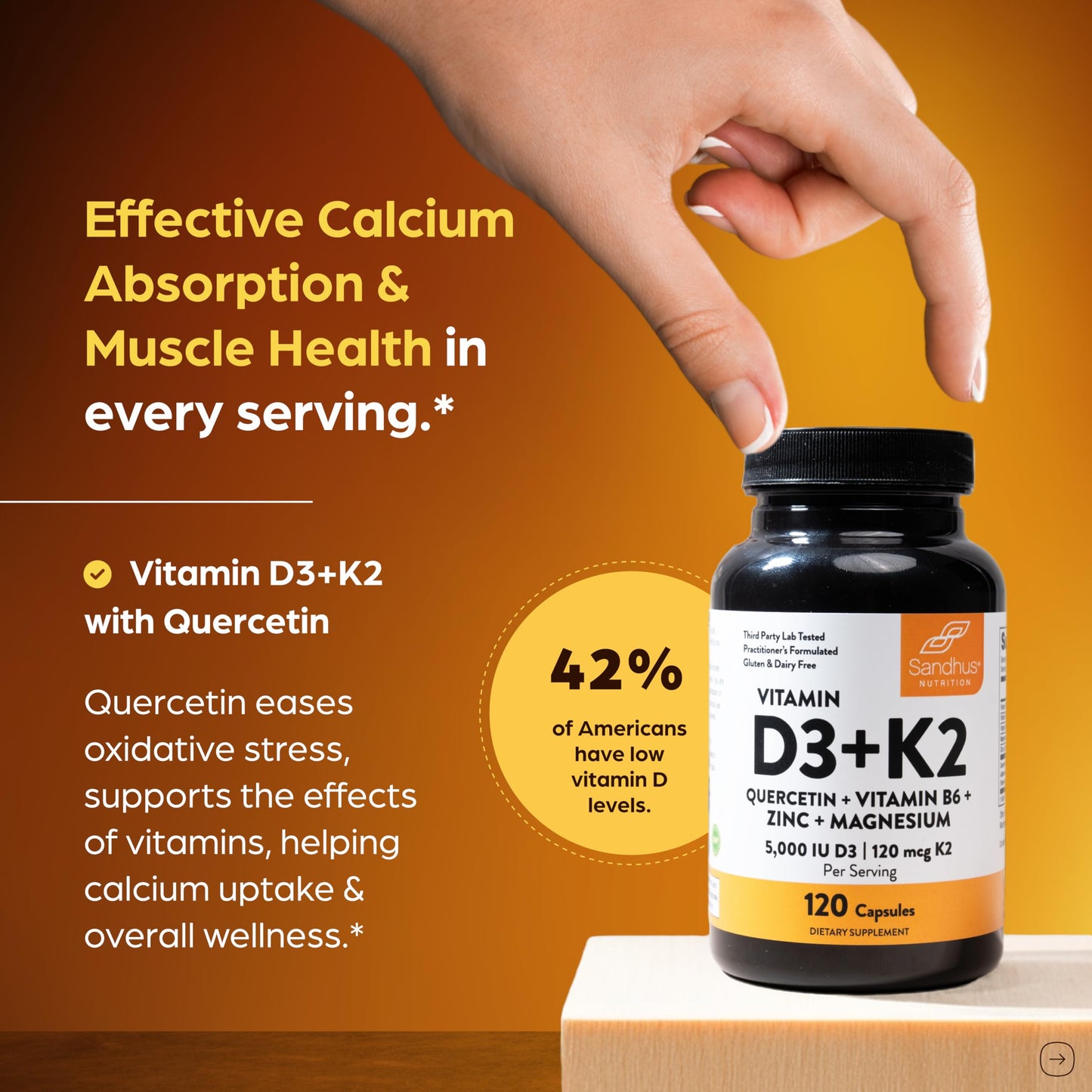 Sandhu's Vitamin D3 K2 Magnesium 5000 IU, 120 mcg K2, 240 Capsules