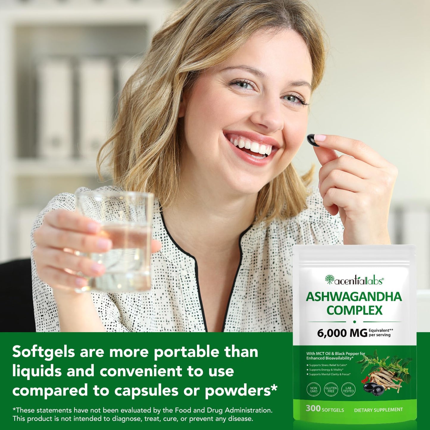 ZUZOKKAHA Ashwagandha Extract Capsule, 300 Count