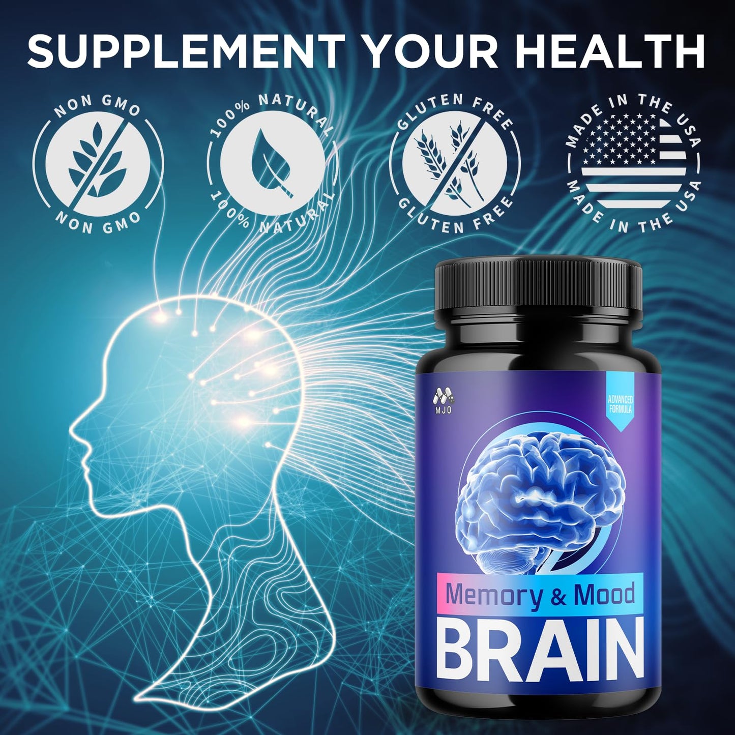 MJO Memory and Mood Brain Capsules Supplement Formula, 120 Capsules
