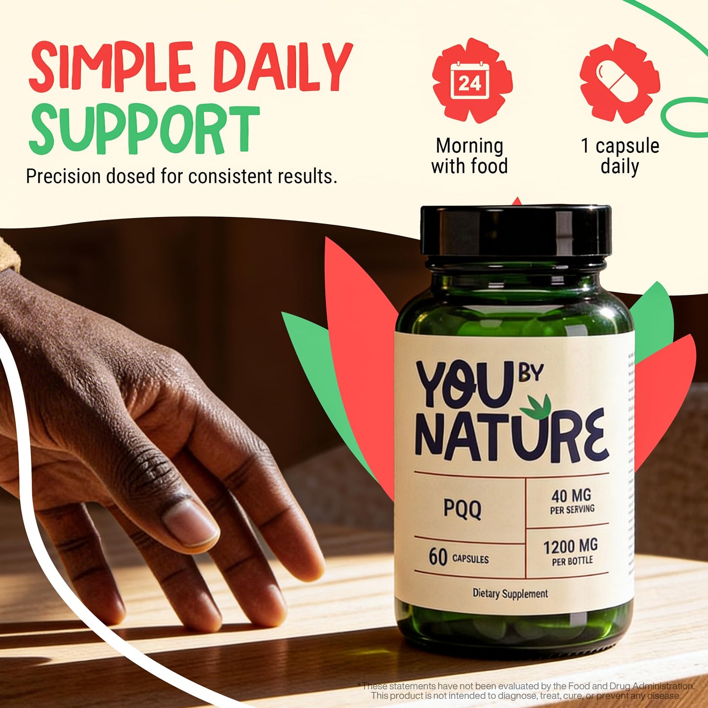 YOUBYNATURE Pyrroloquinoline Quinone PQQ Daily Capsule, 60 Capsules