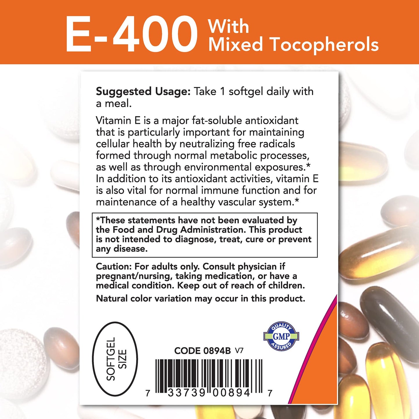 NOW Foods E-400 MT Capsules 2-Count