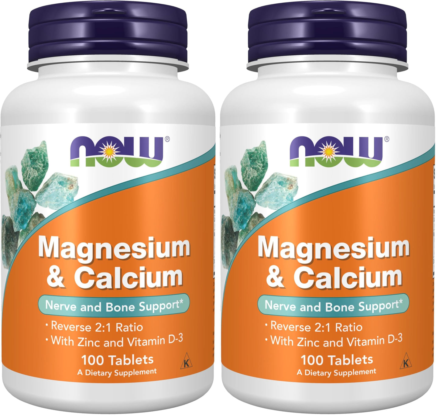 NOW Foods Magnesium & Calcium with Zinc and Vitamin D-3, Nerve and Bone Support, 200 Tablets